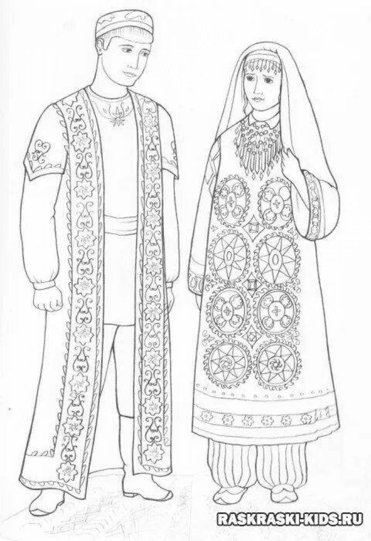 Coloring page playful tatar costume
