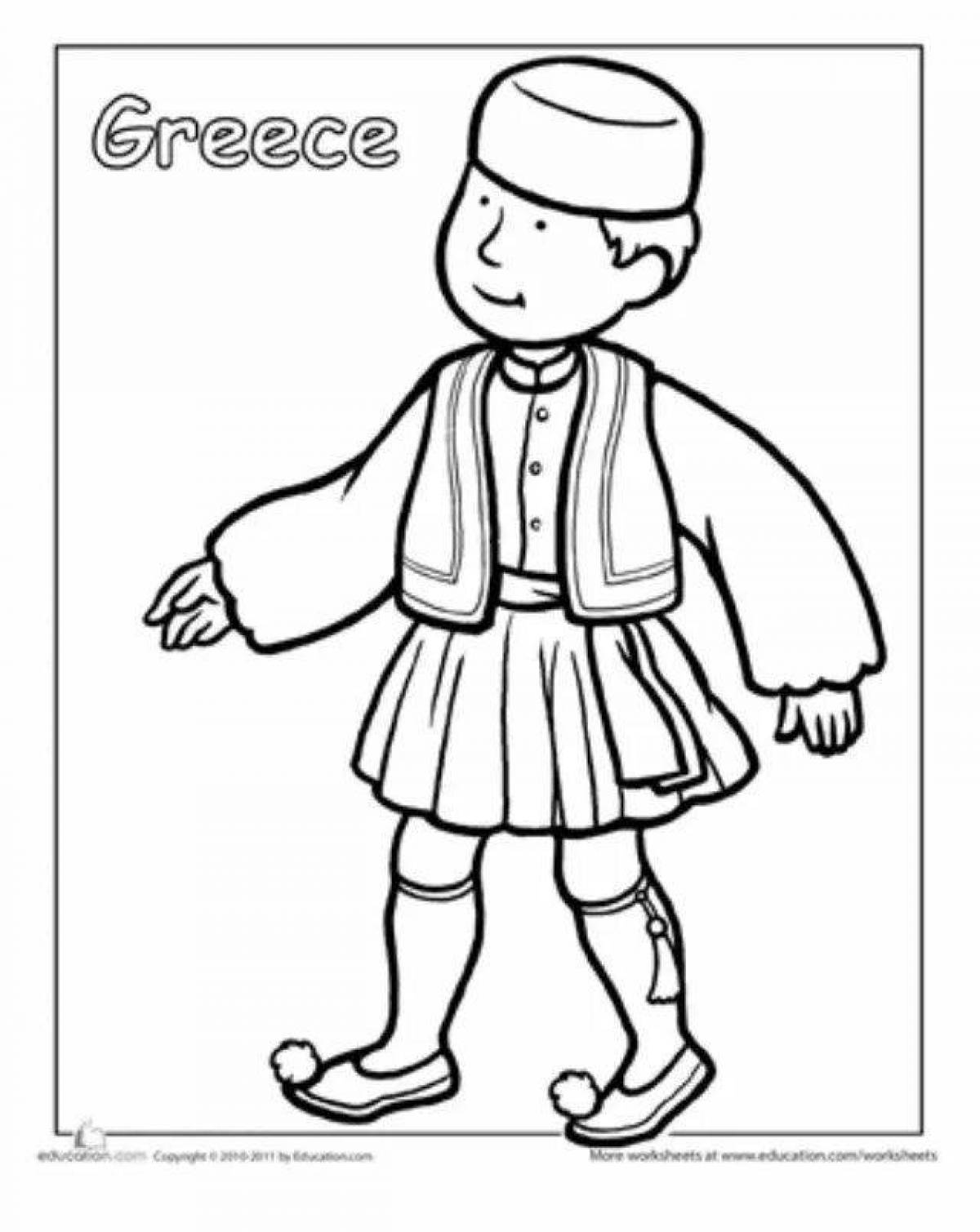 Traditional Tatar costume coloring page