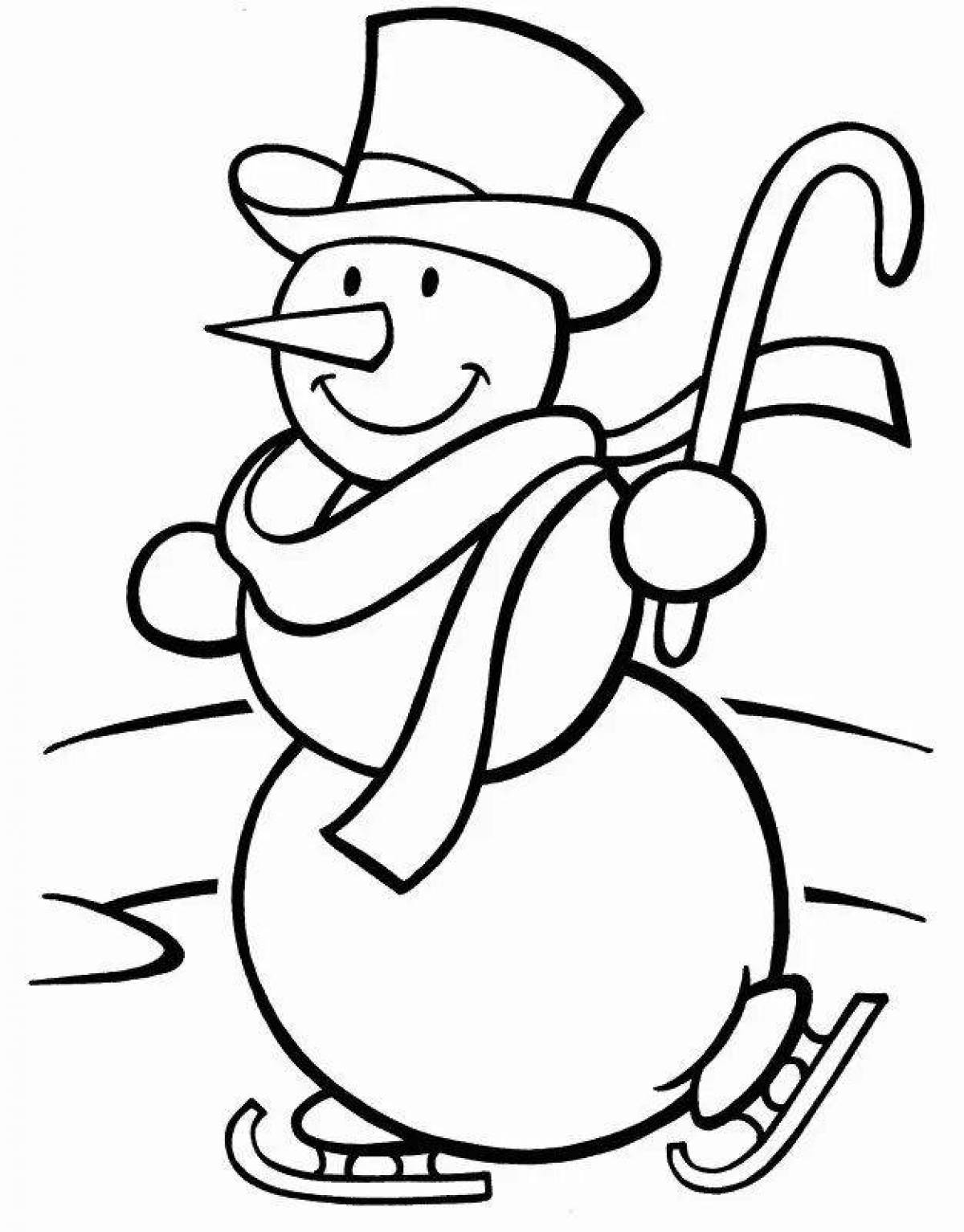 Coloring page nice snowman