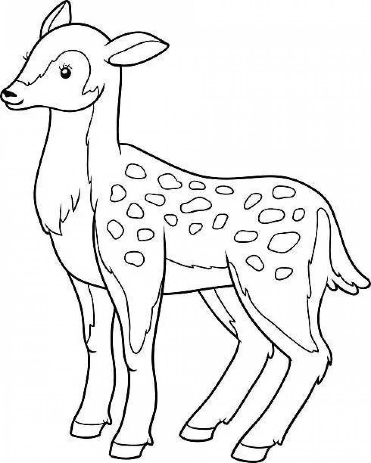 Adorable sika deer coloring page