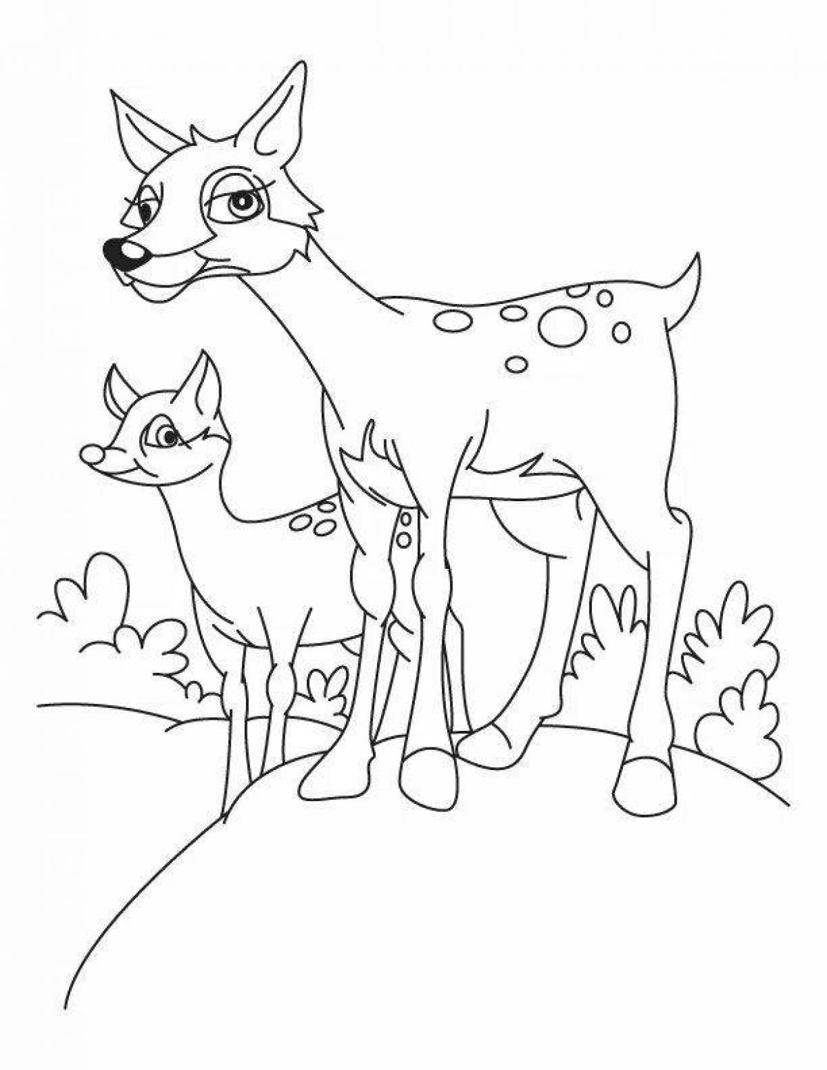 Coloring page graceful sika deer