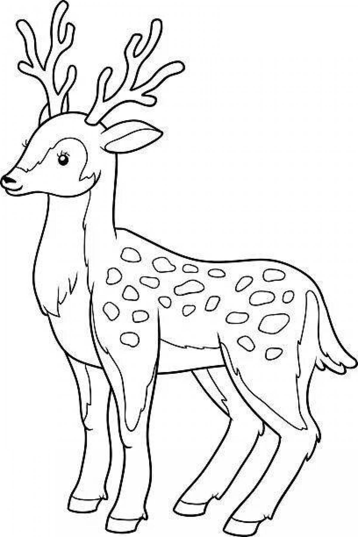 Blissful sika deer coloring page