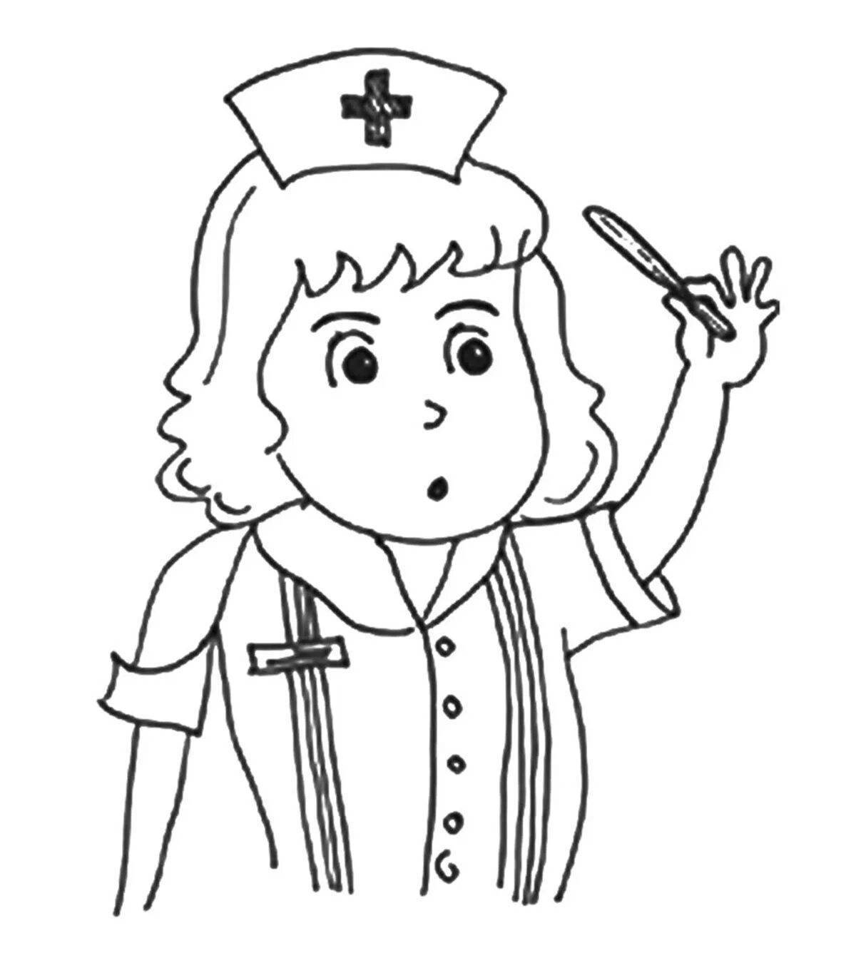 Kind nurse coloring for kids