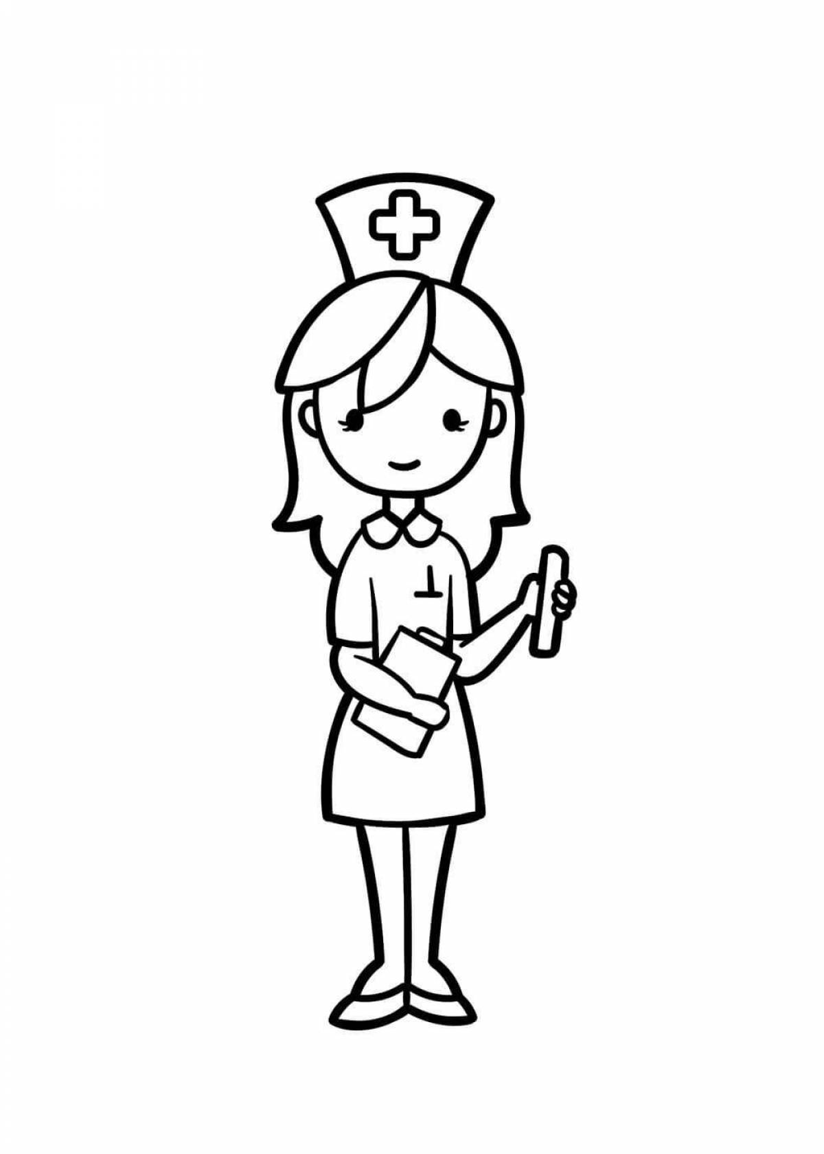 Happy nurse coloring for kids