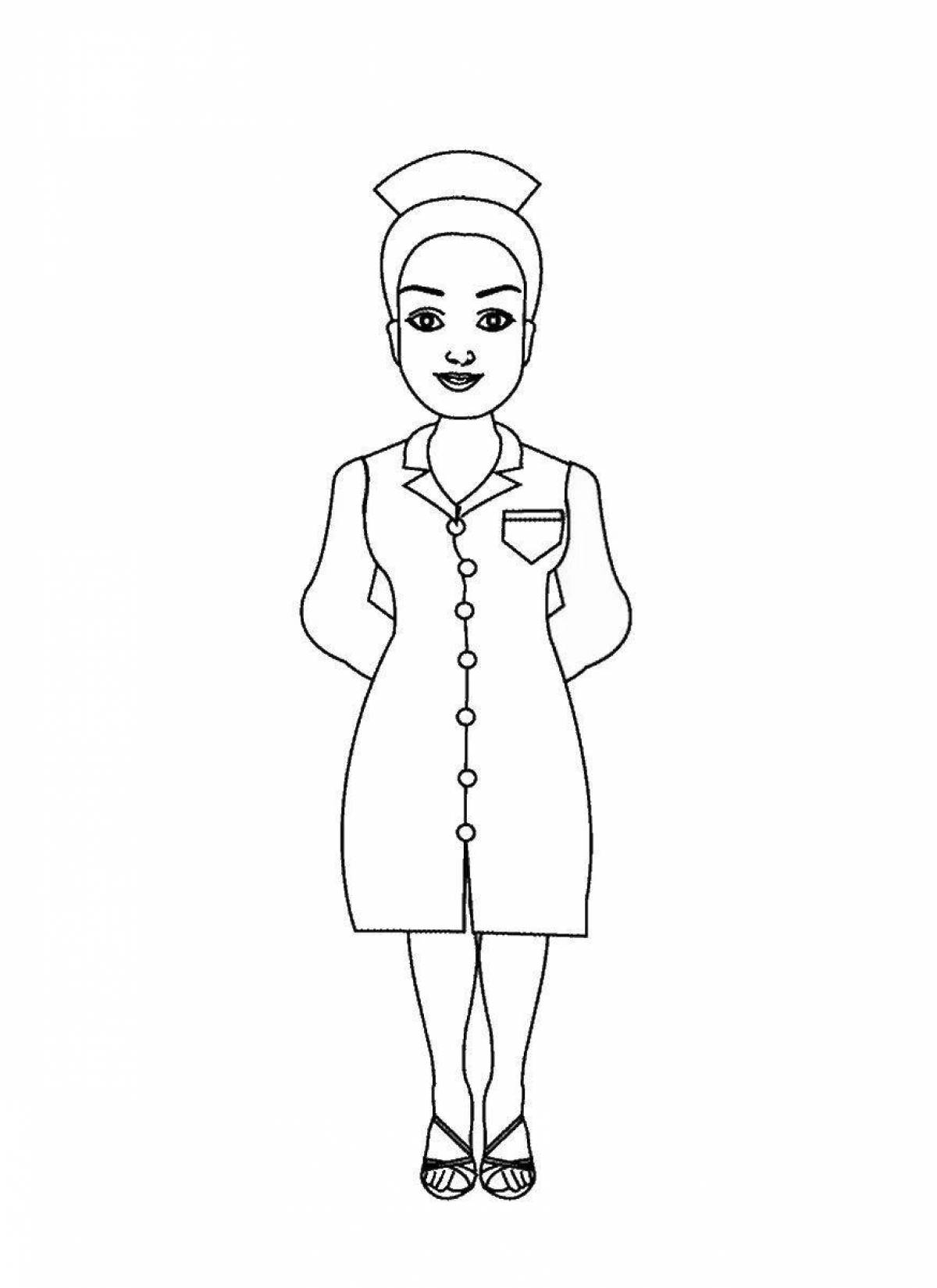 Animated nurse coloring book for kids