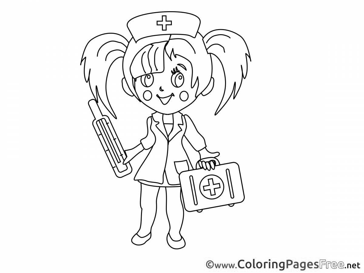 Сказочная раскраска медсестра для детей
