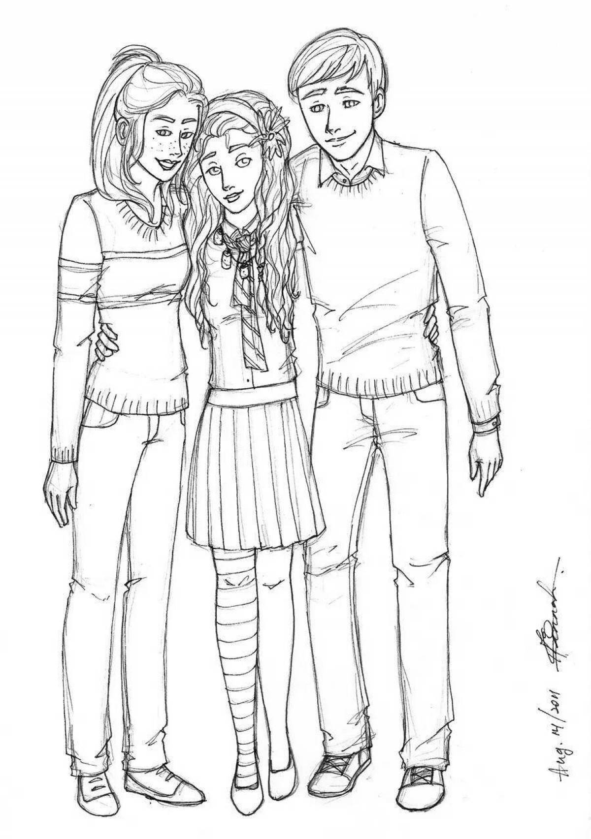 Раскраска Раскраска радостная джинни уизли