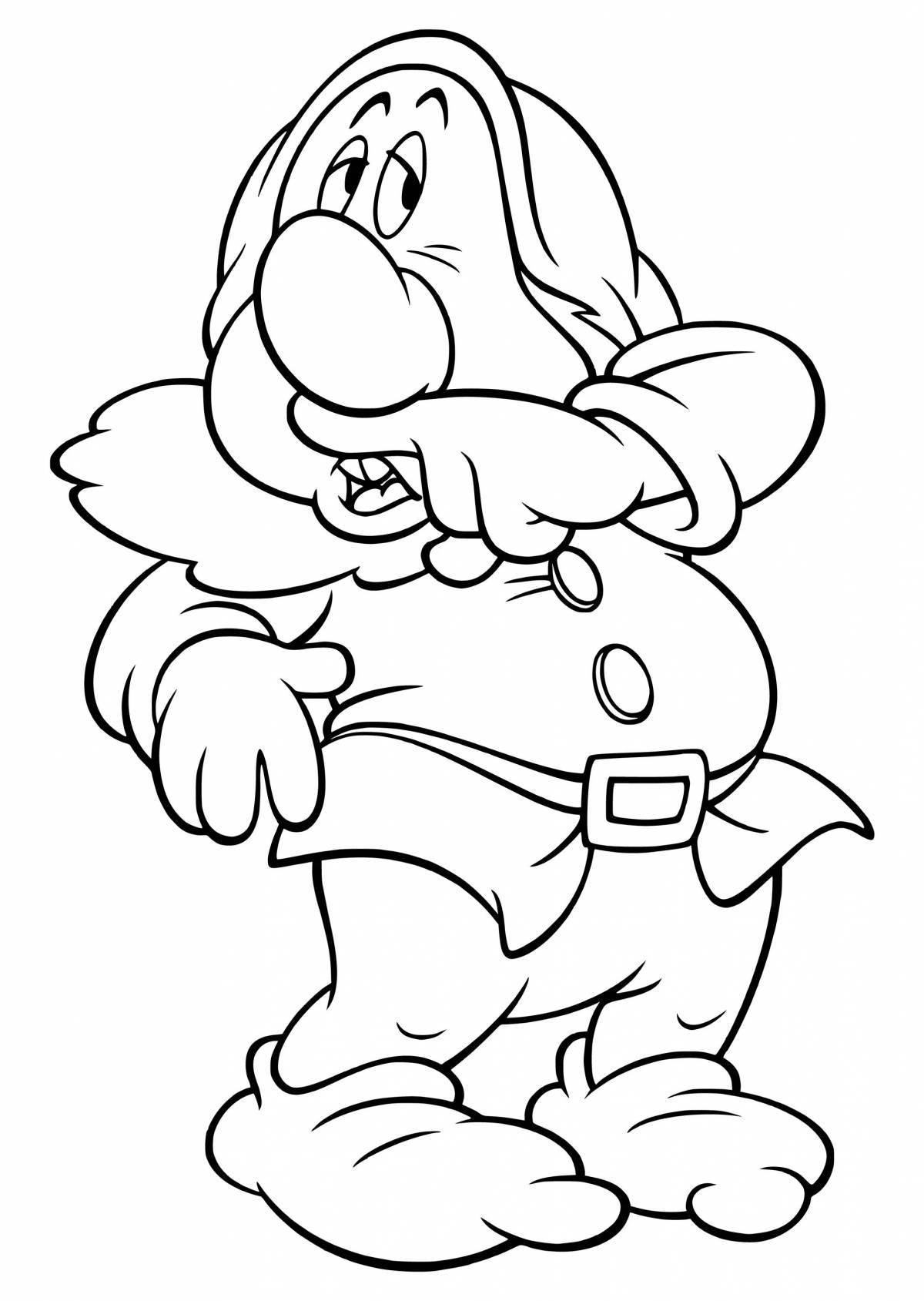 Colorful 7 dwarf coloring page