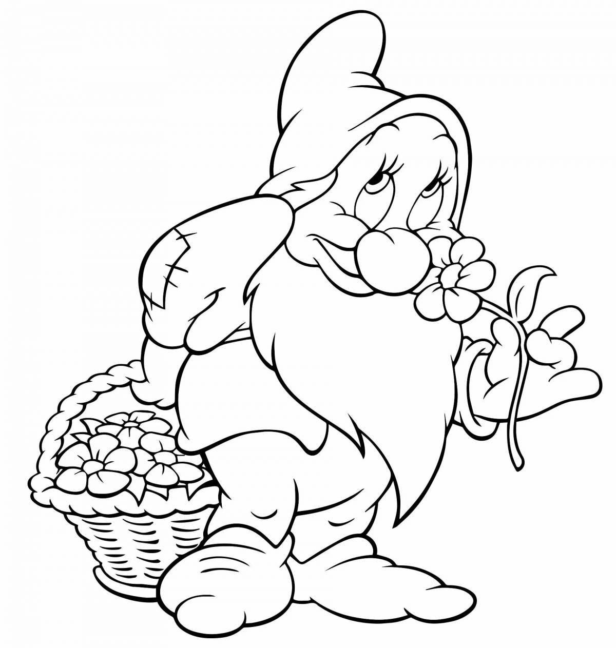 Раскраска Анимированная раскраска 7 гномов