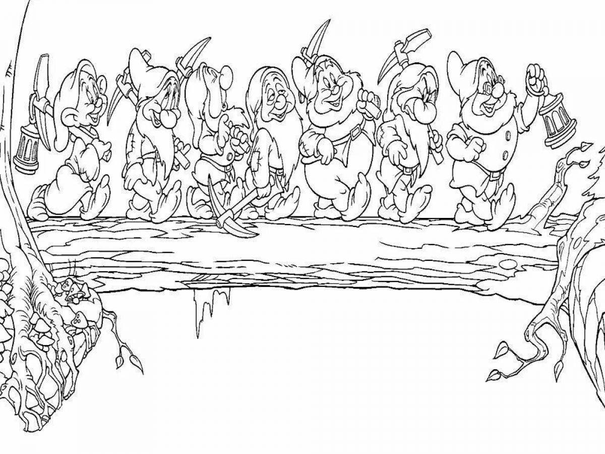 Раскраска Раскраска сверкающие 7 гномов