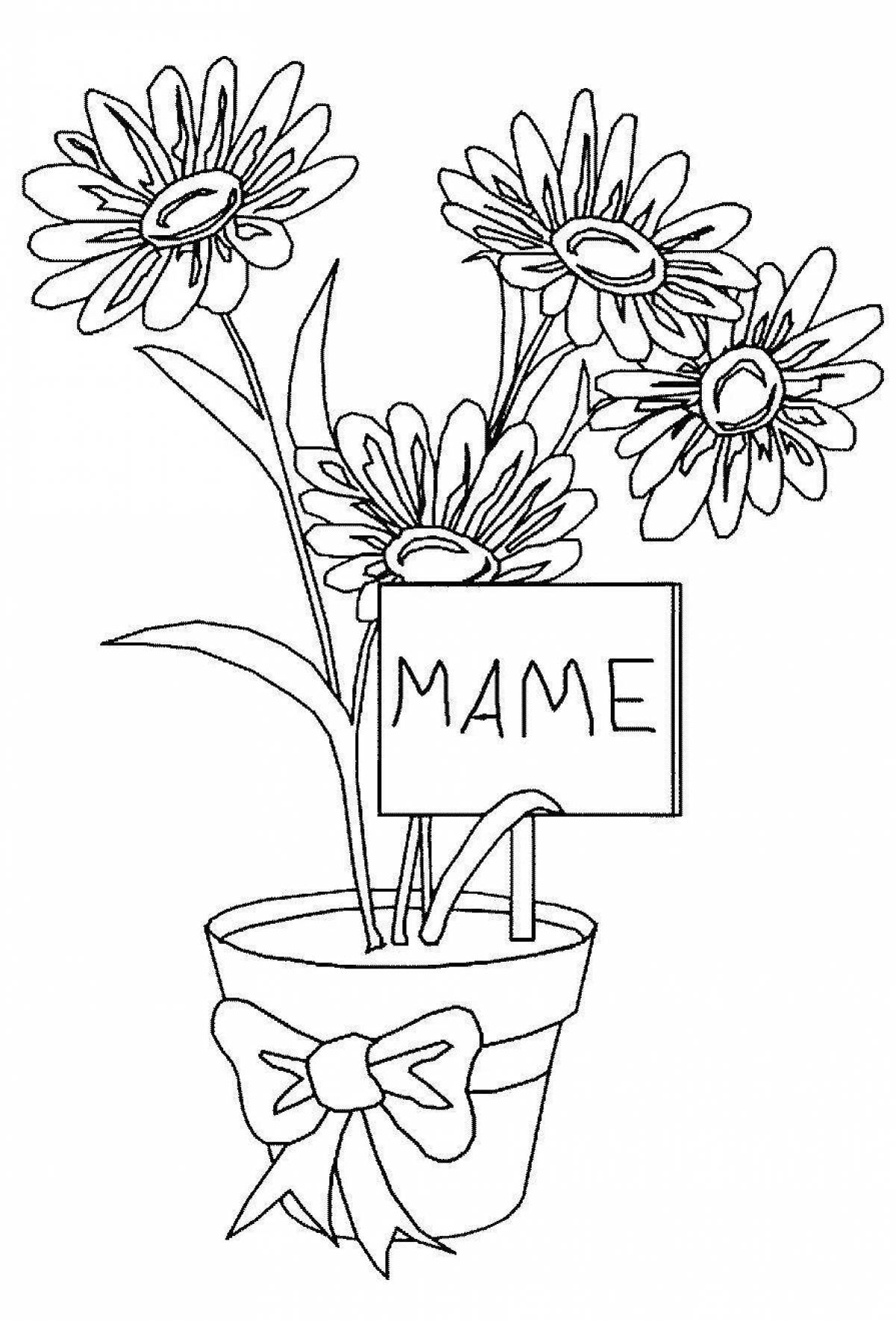 Playful coloring flowers for mom