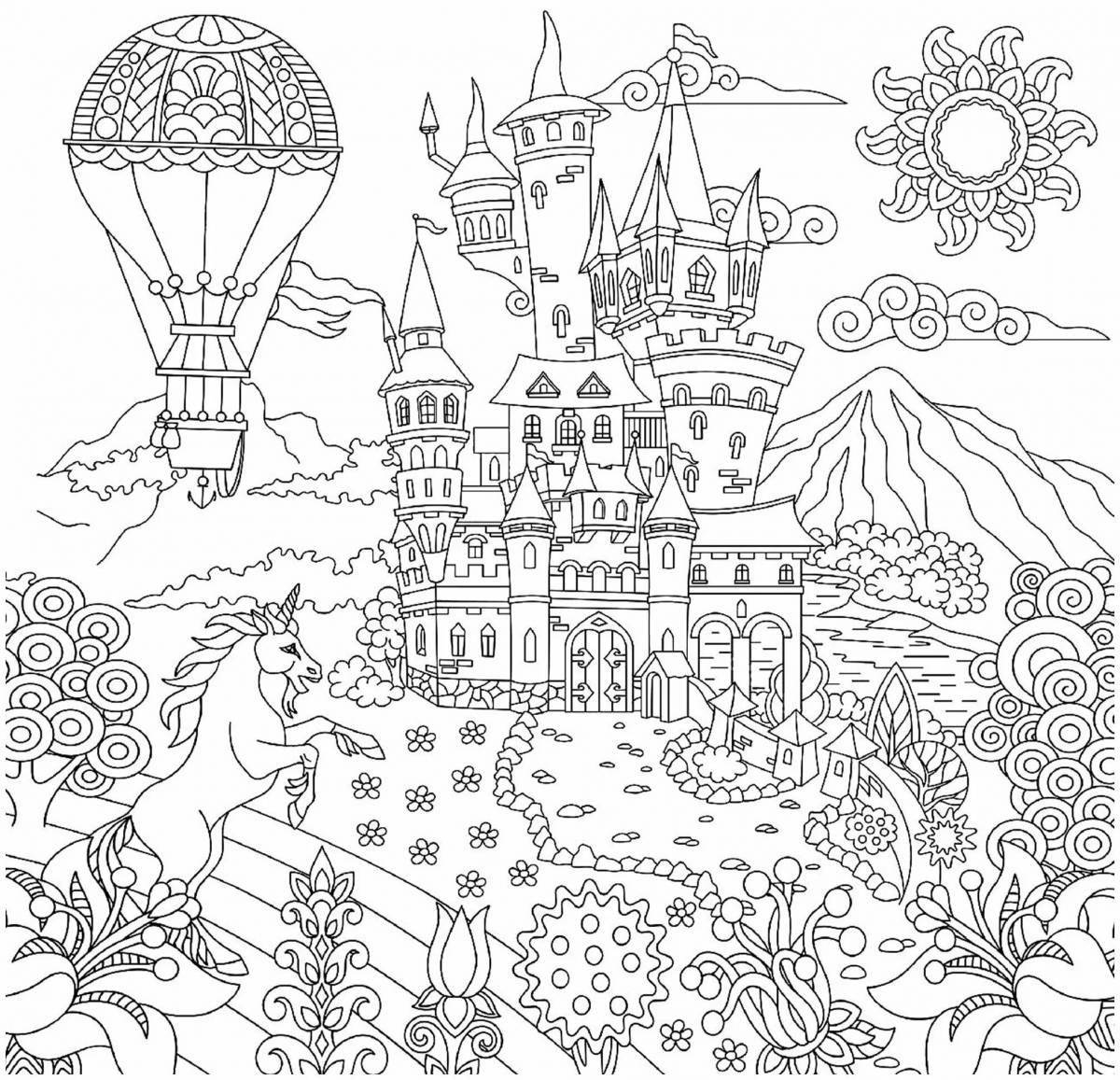 Joyful coloring fairy tale world
