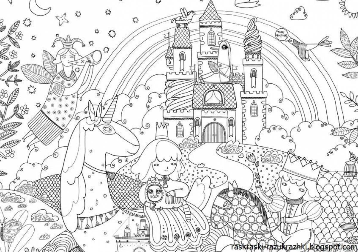 High fantasy world coloring page