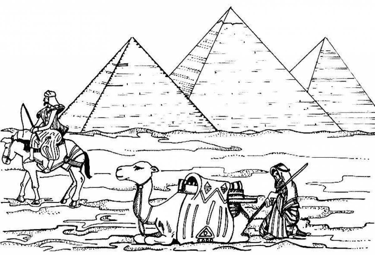 Coloring page majestic pyramid of cheops