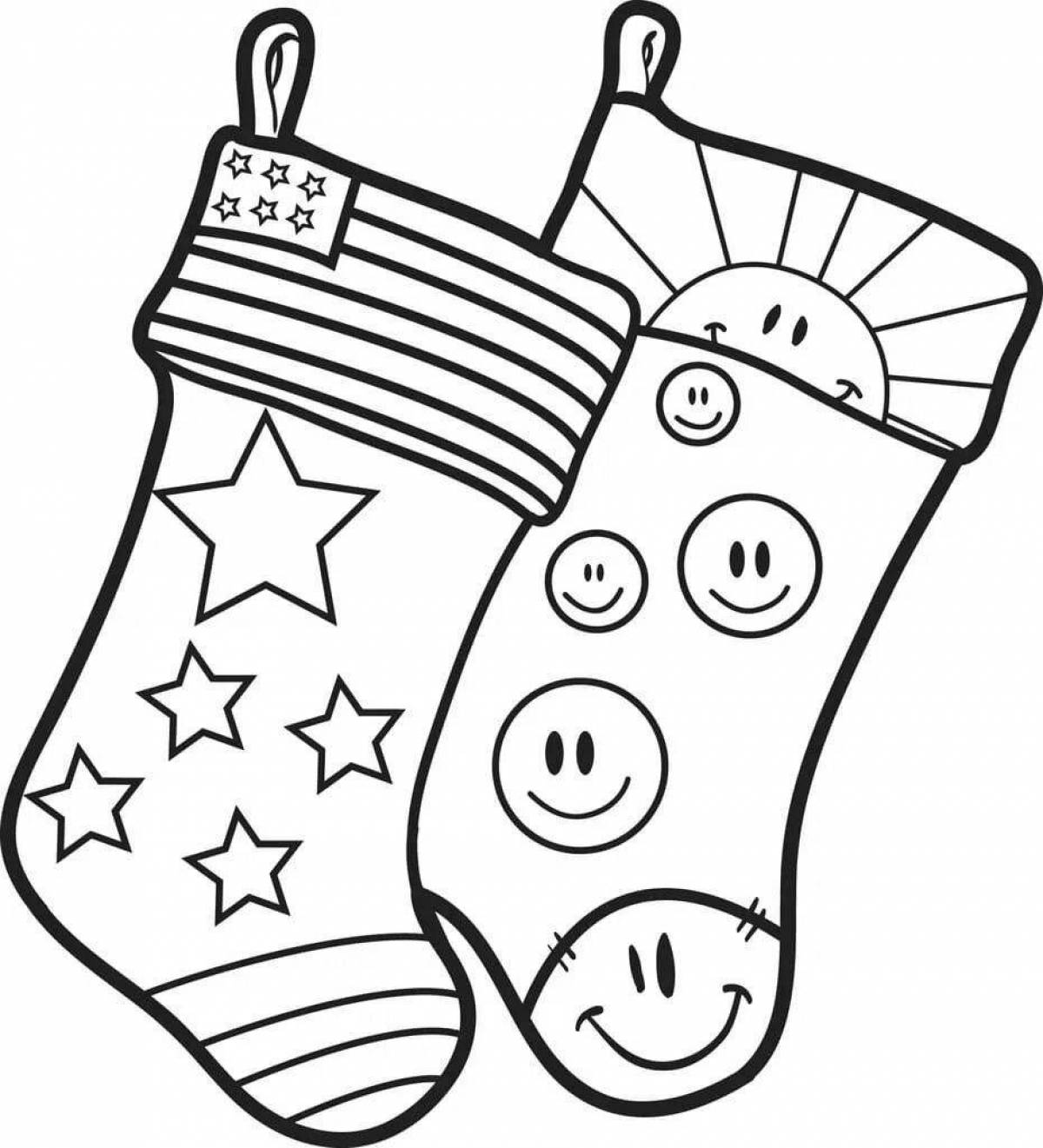 Coloring page magical Christmas sock