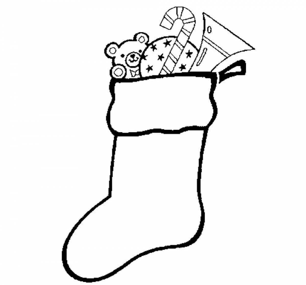 Раскраска сказочные рождественские носки