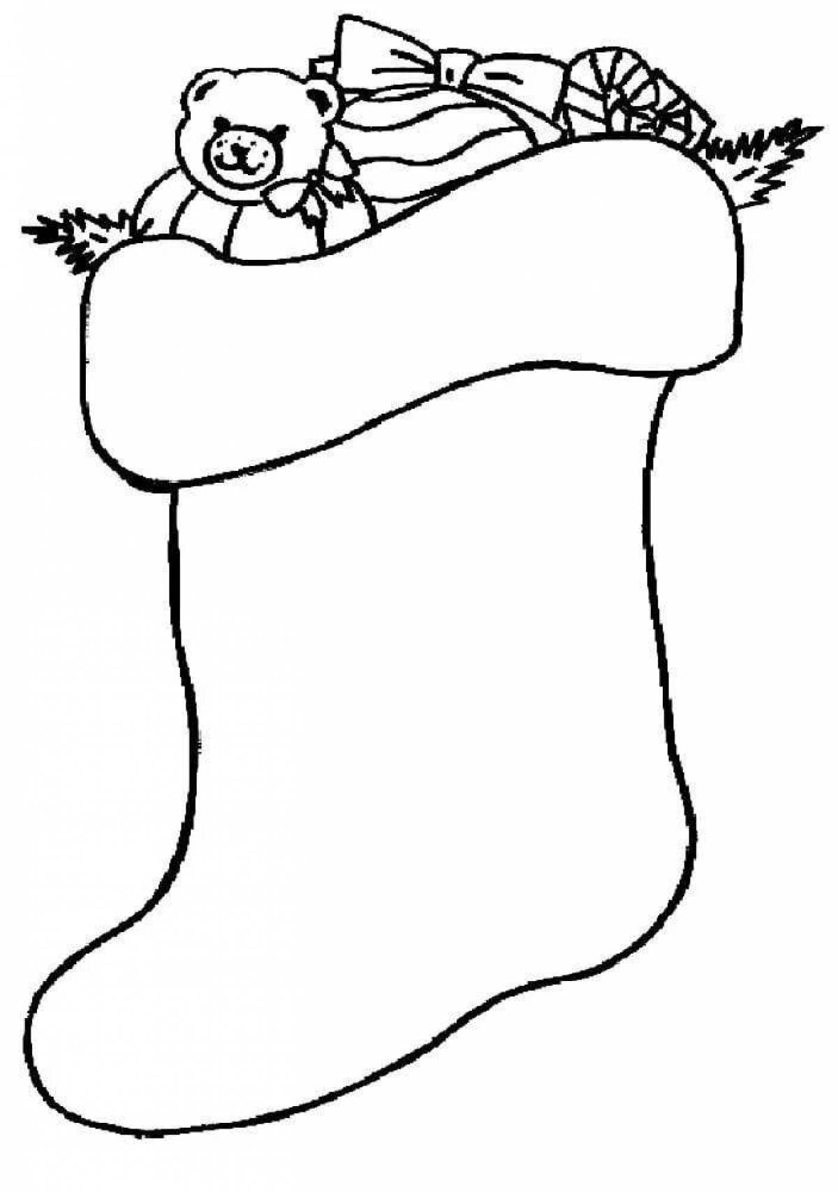 Adorable Christmas sock coloring page