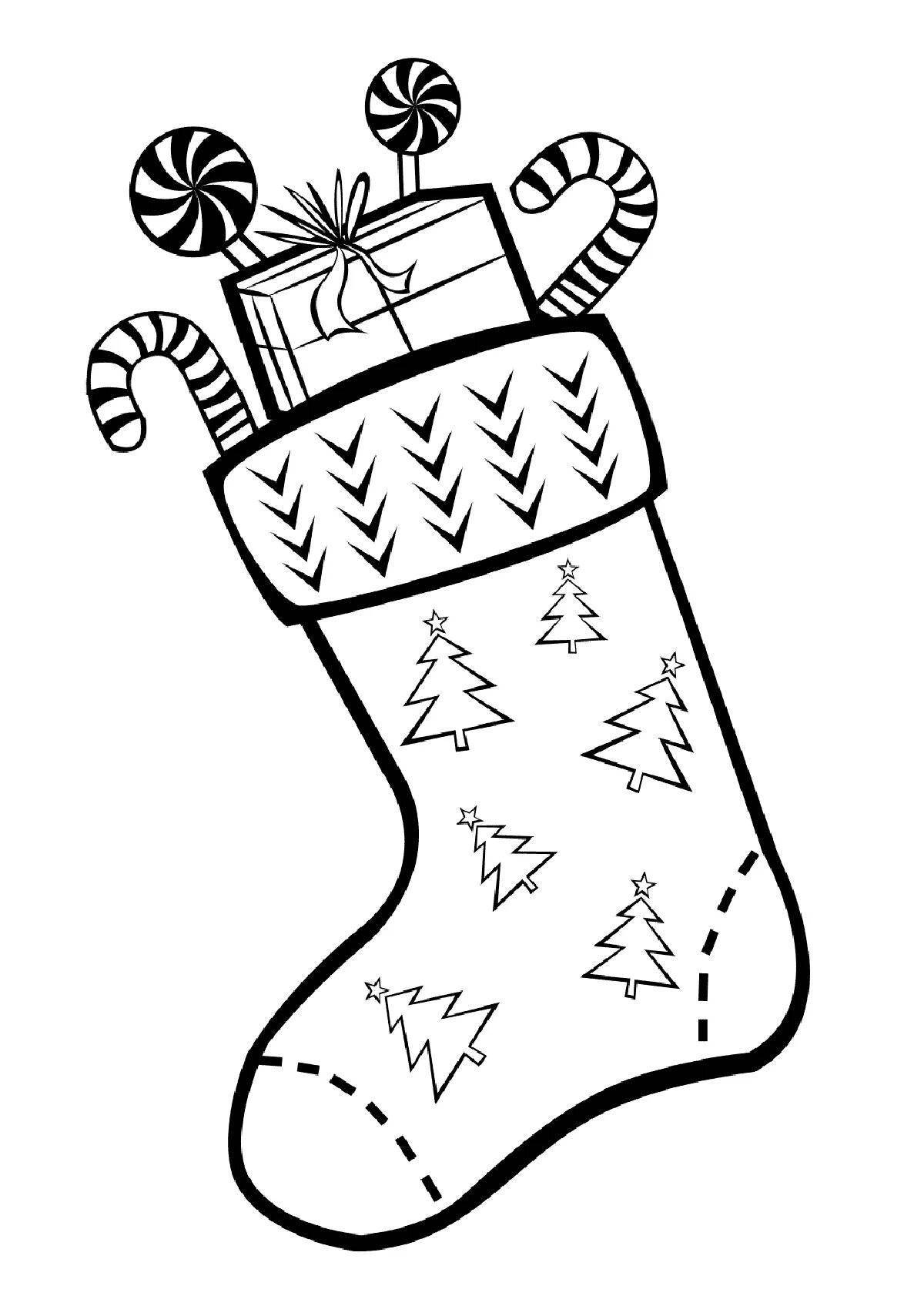 Outstanding christmas socks coloring page