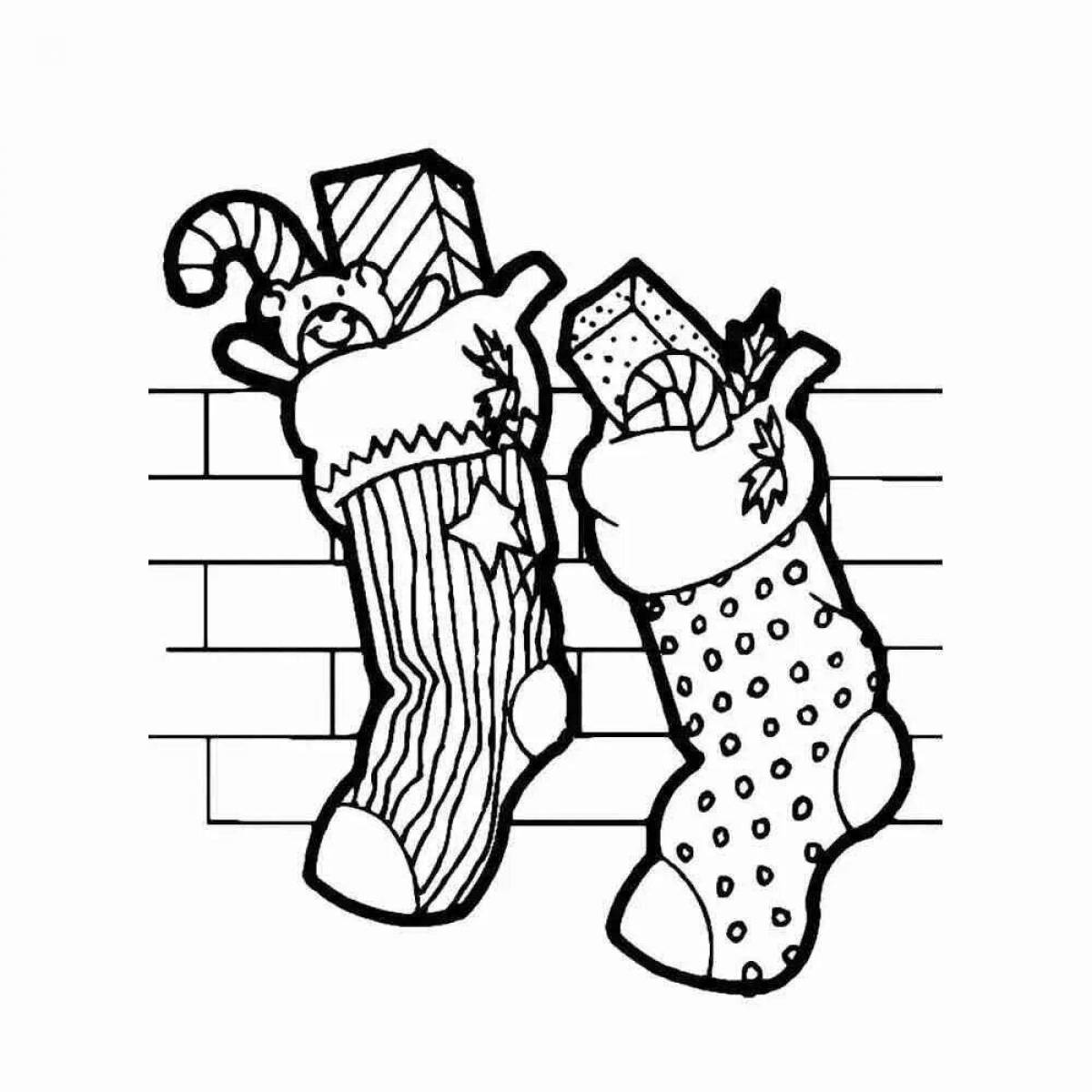 Awesome Christmas socks coloring page