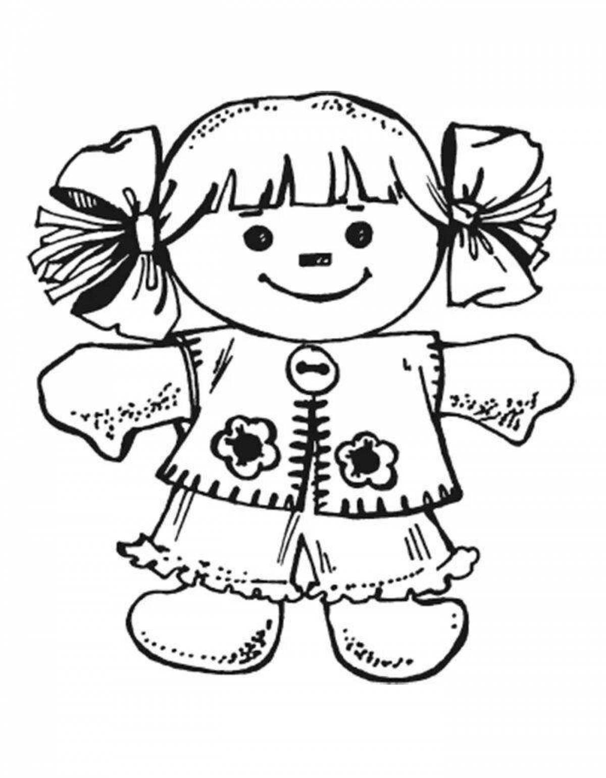 Coloring book funny doll drawing