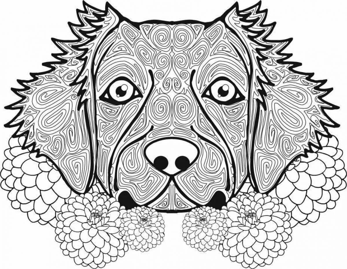 Intricate dog coloring