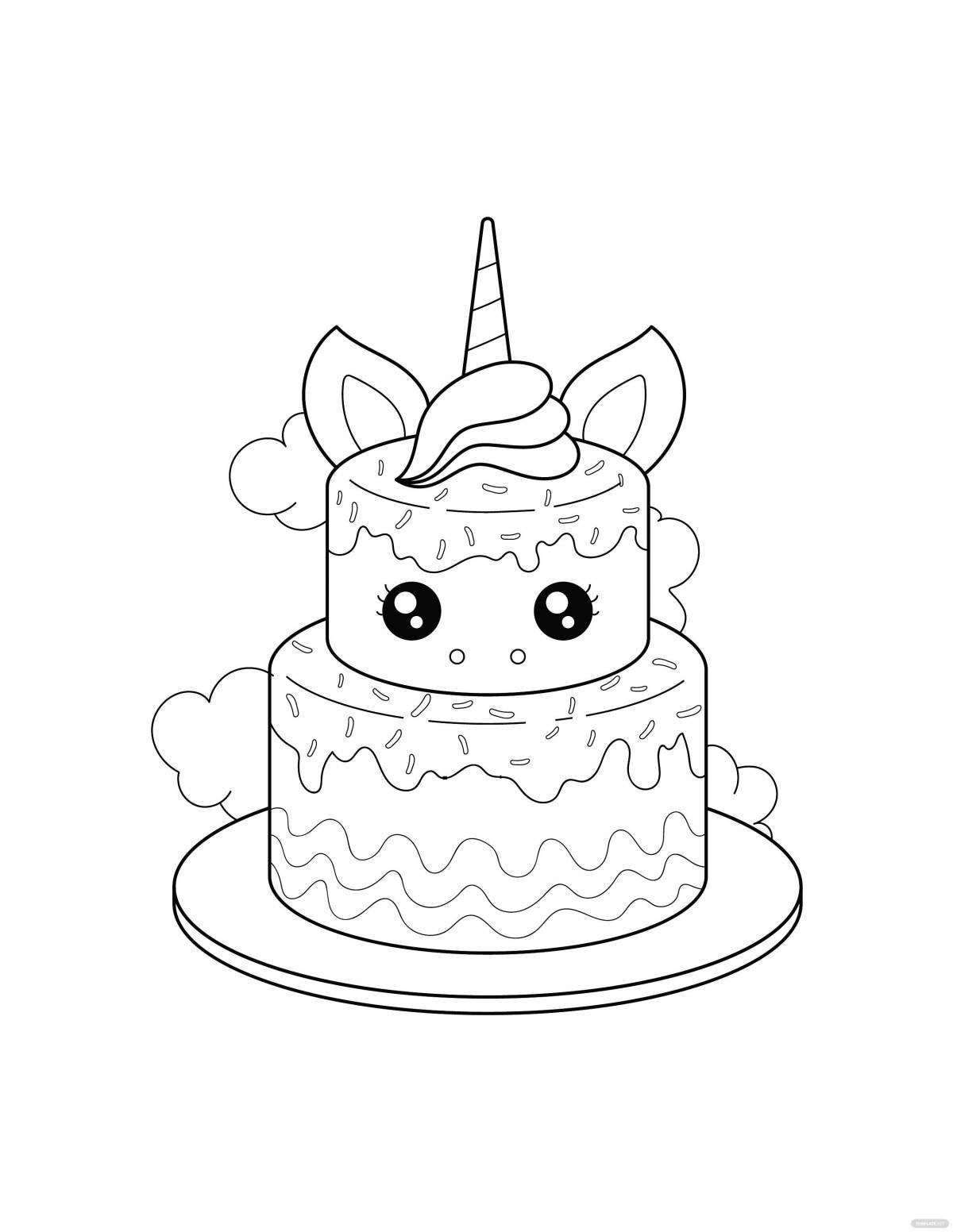 Fantastic unicorn cake coloring book