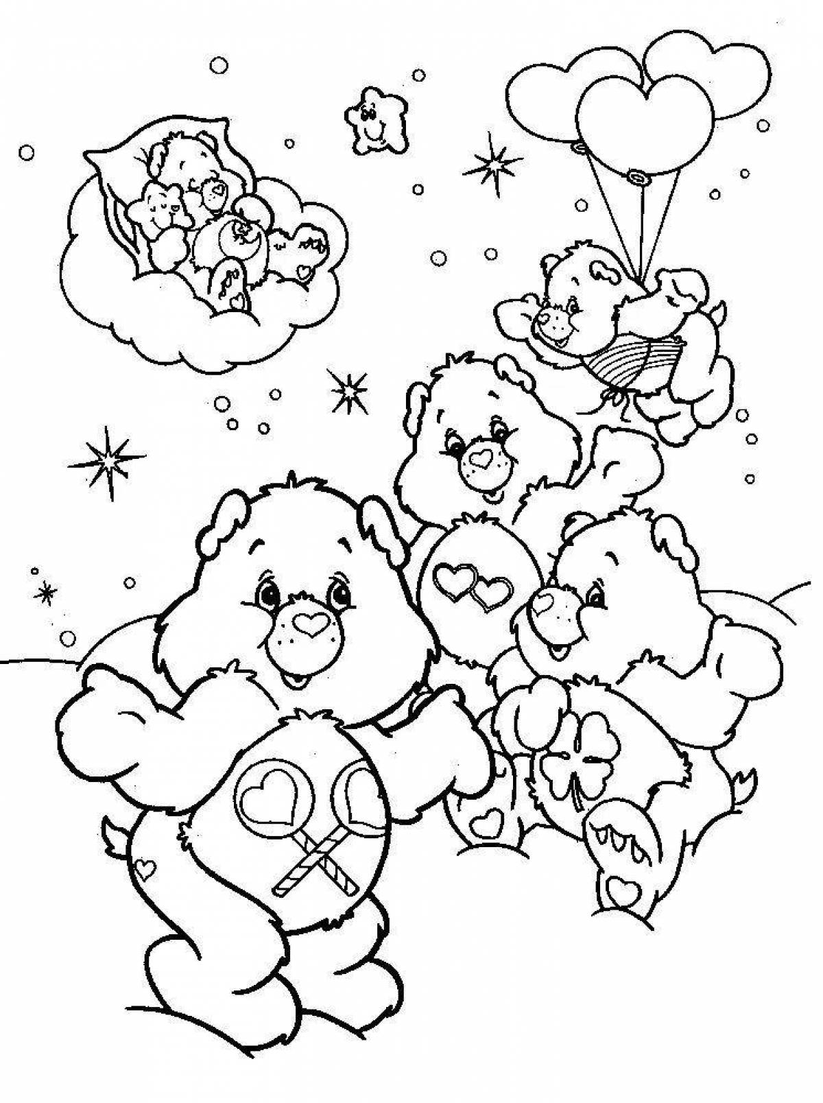 Cute care bears coloring page