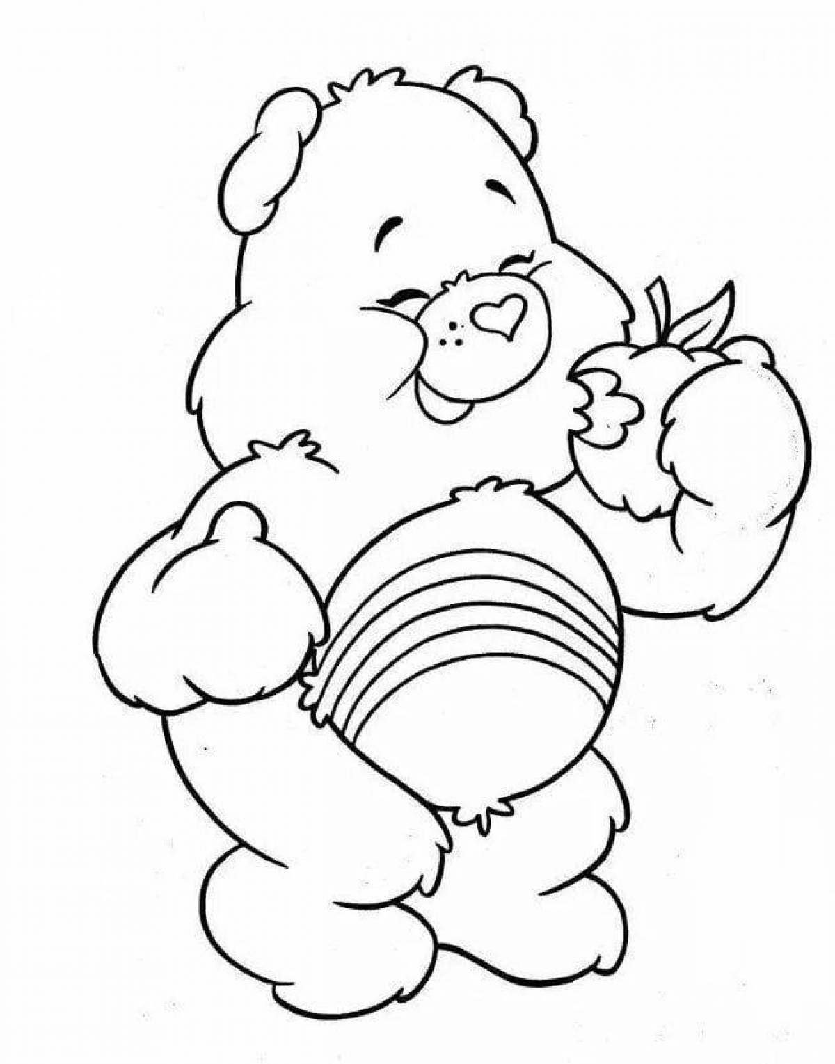 Glittering care bears coloring page