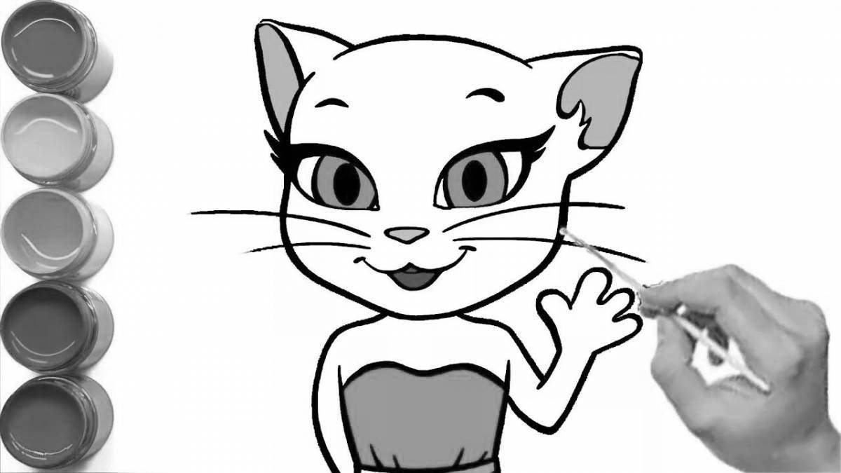 Angela kitty playful coloring page