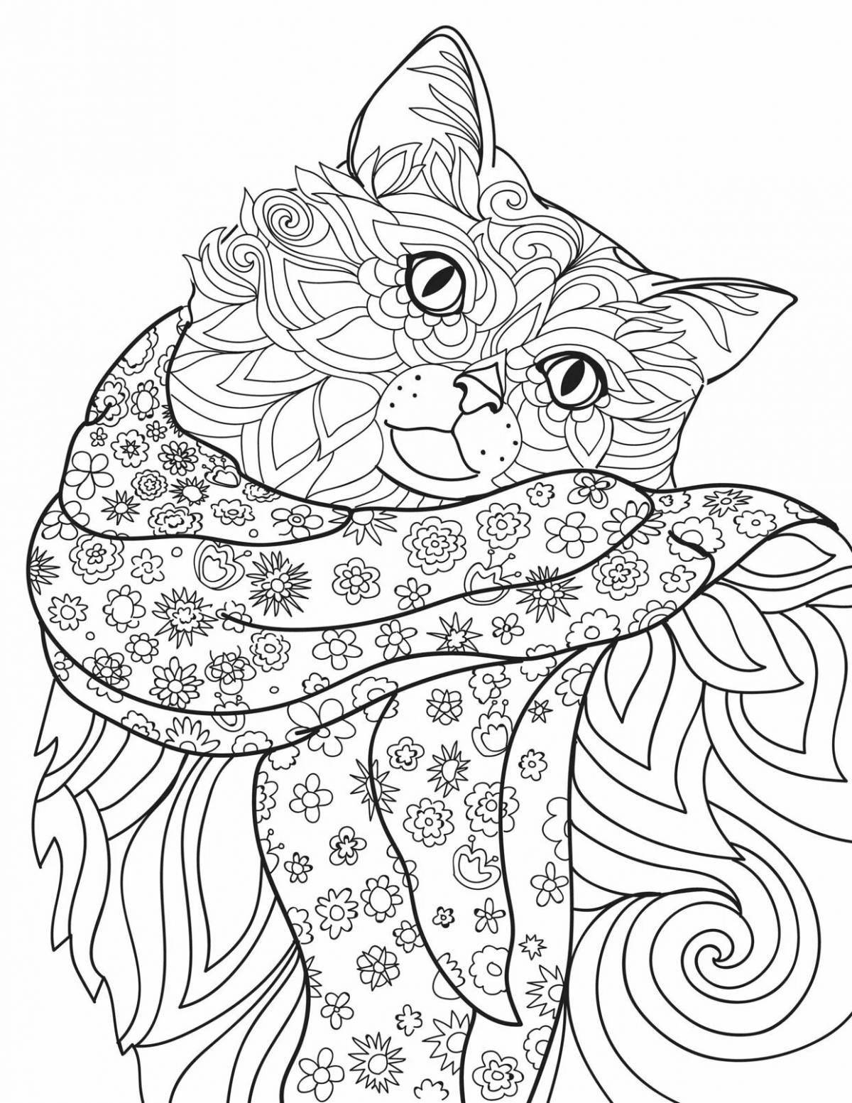 Great complex cat coloring book