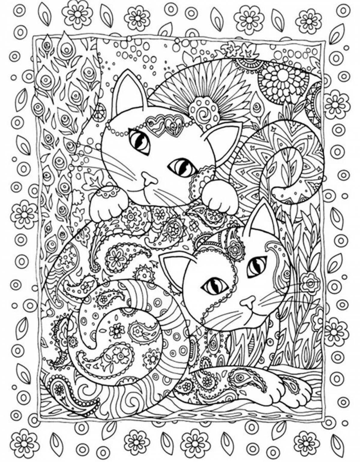 Peace coloring complex cat