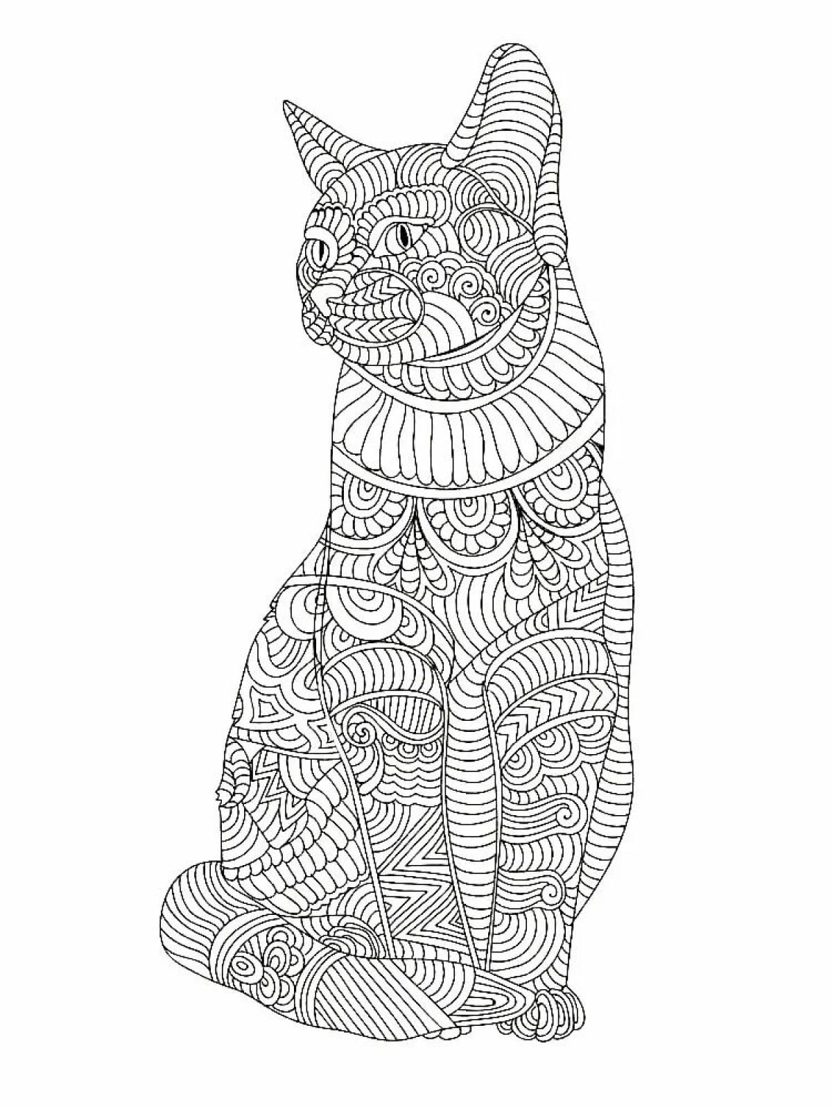 Раскраска кошка сложная - 83 фото