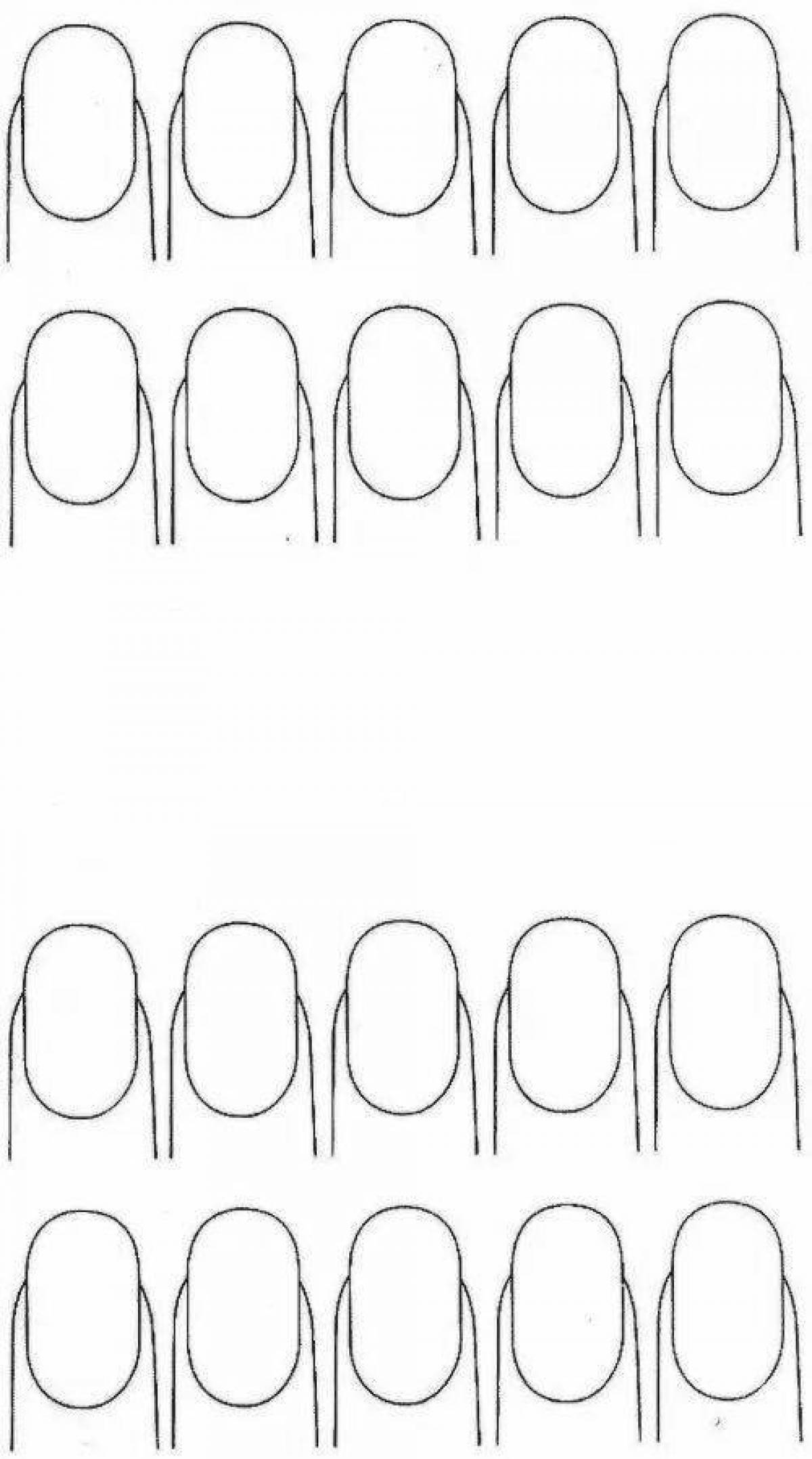 Coloring page for nails with bright pattern