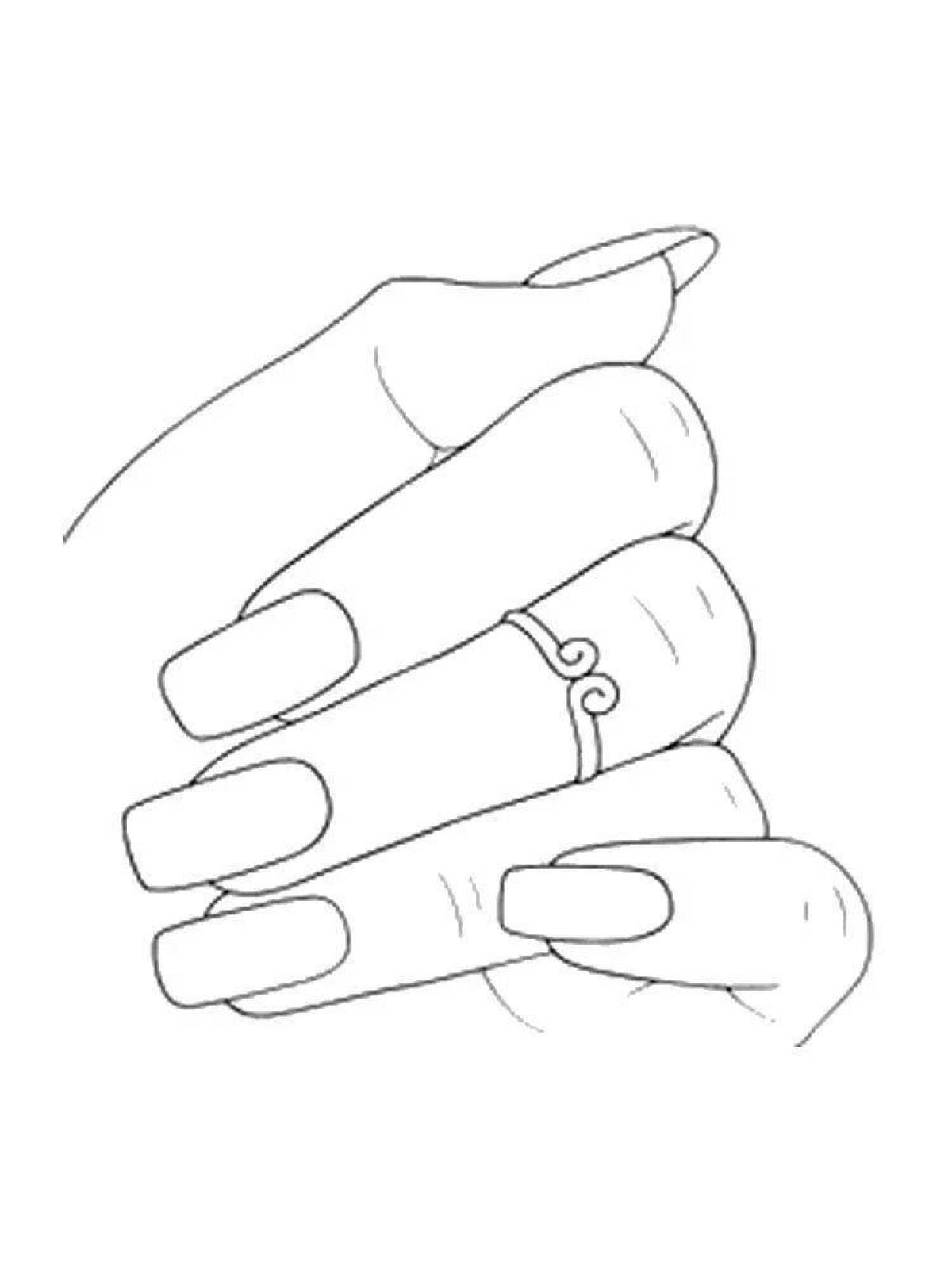 Coloring page for nails with colorful pattern
