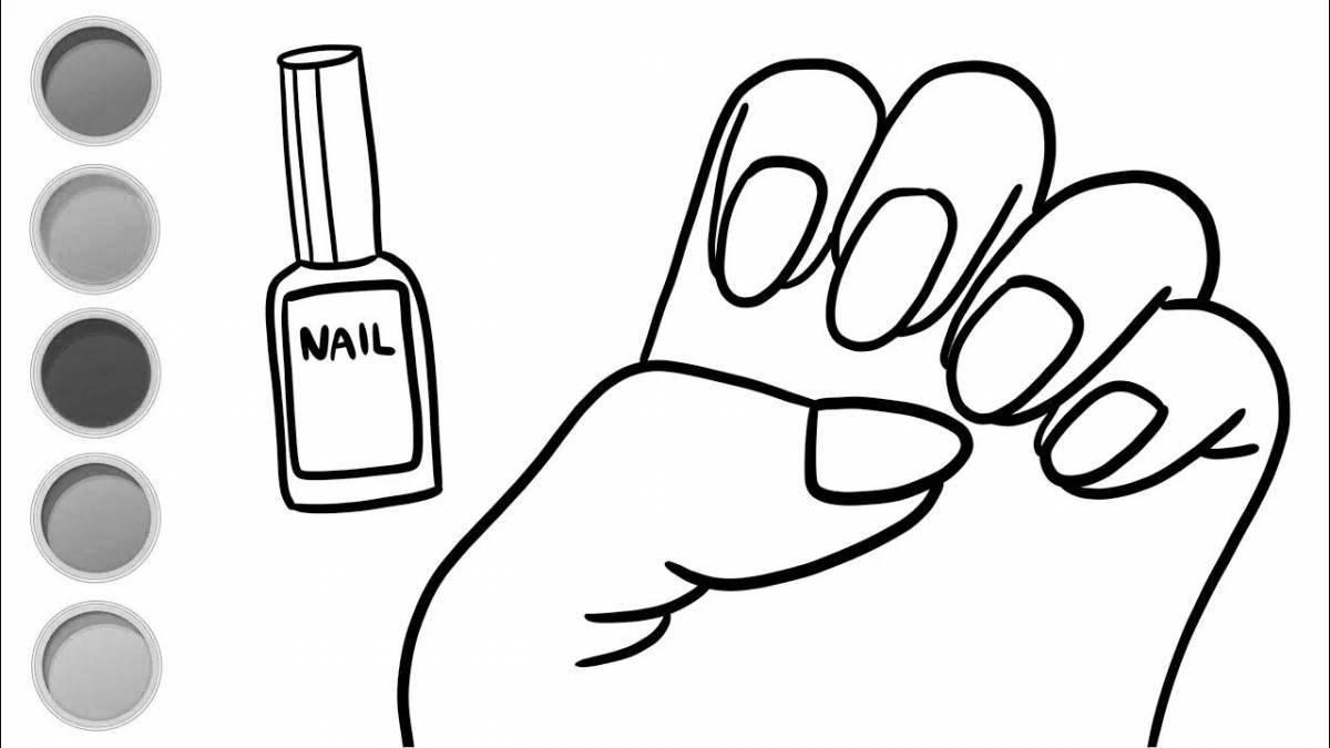 Страница раскраски ногтей с замысловатым узором