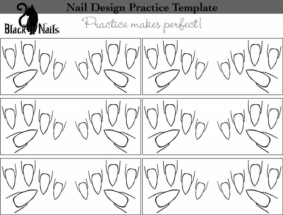 Nail coloring page with unique pattern