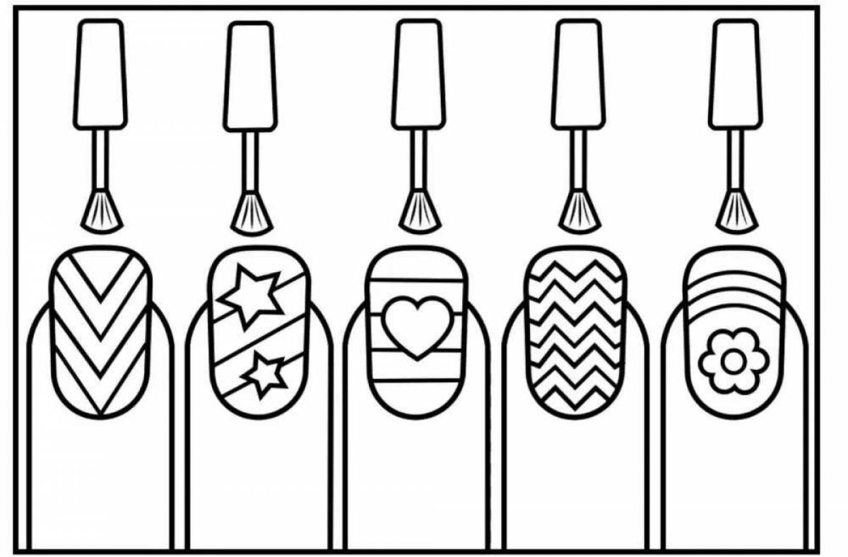 Nail coloring page with stunning pattern