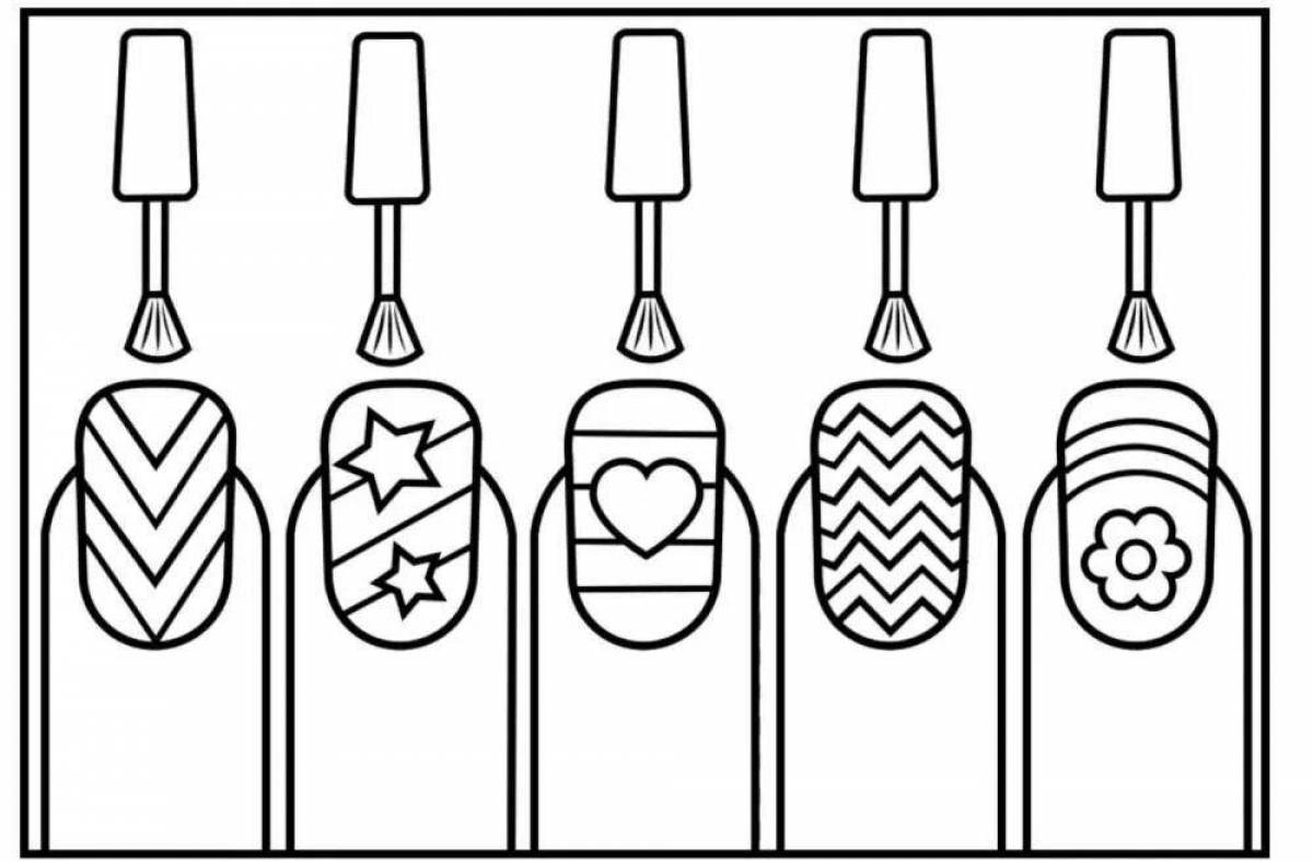 Страница раскраски ногтей со сногсшибательным рисунком