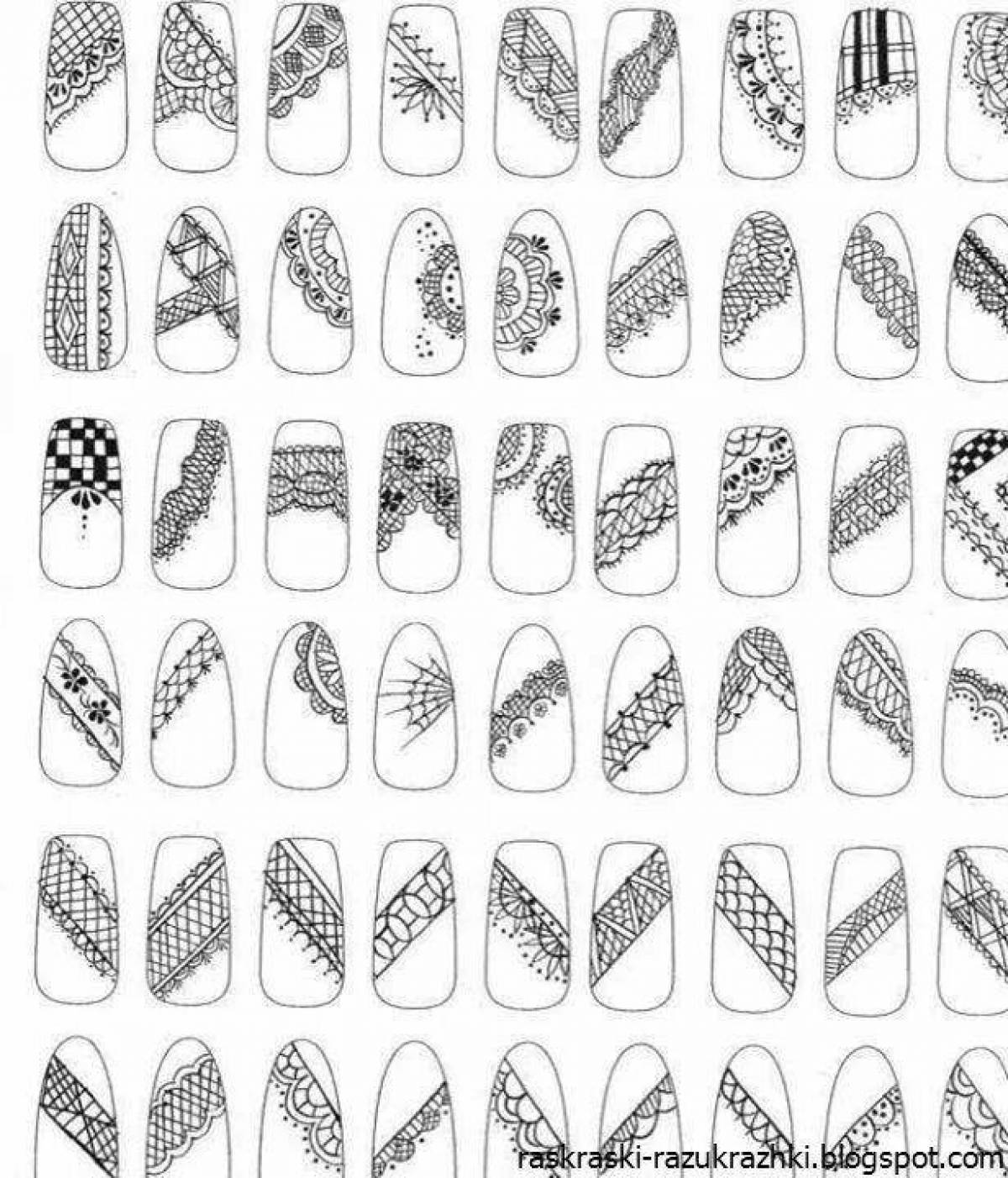 A nail coloring page with a captivating pattern