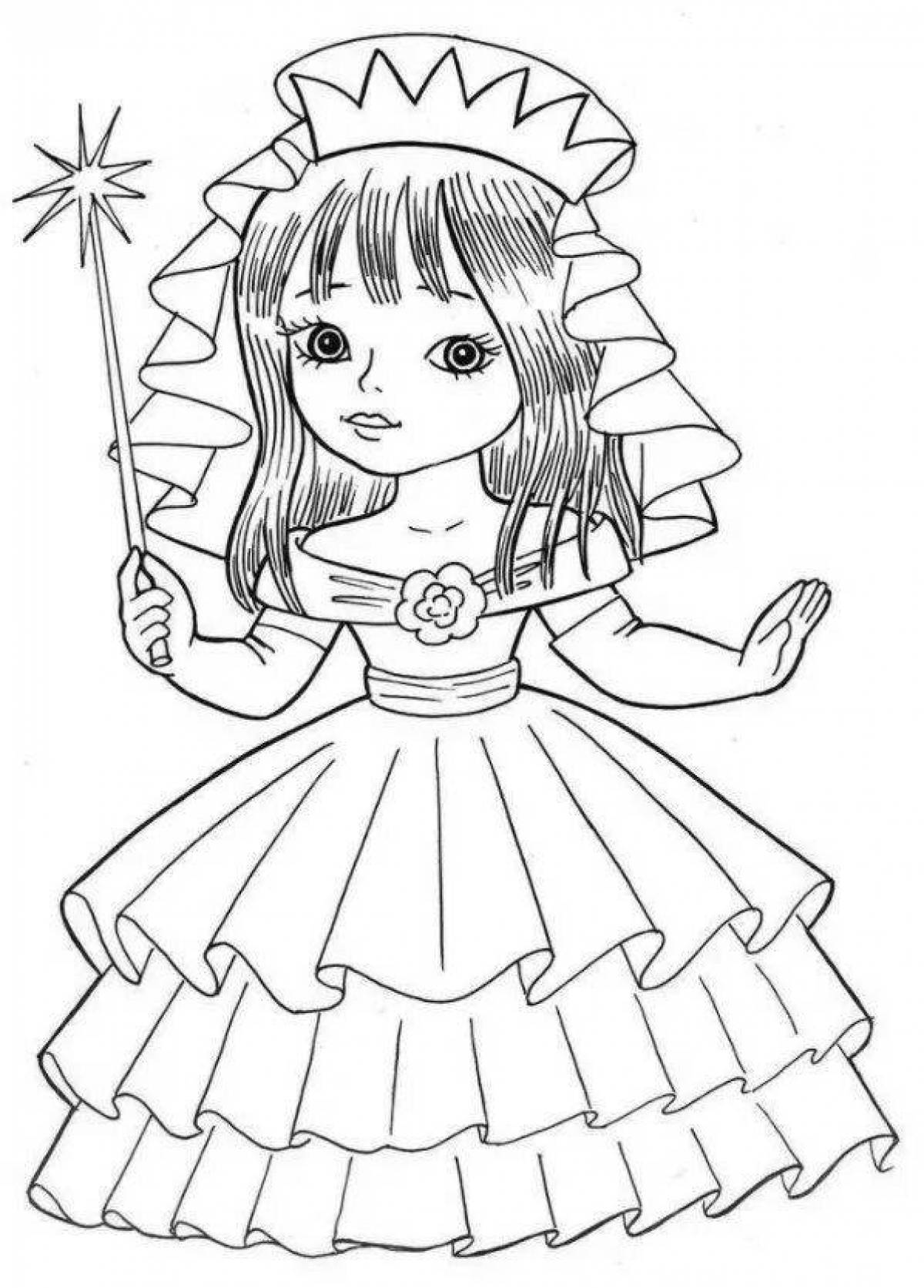 Charming princess doll coloring book