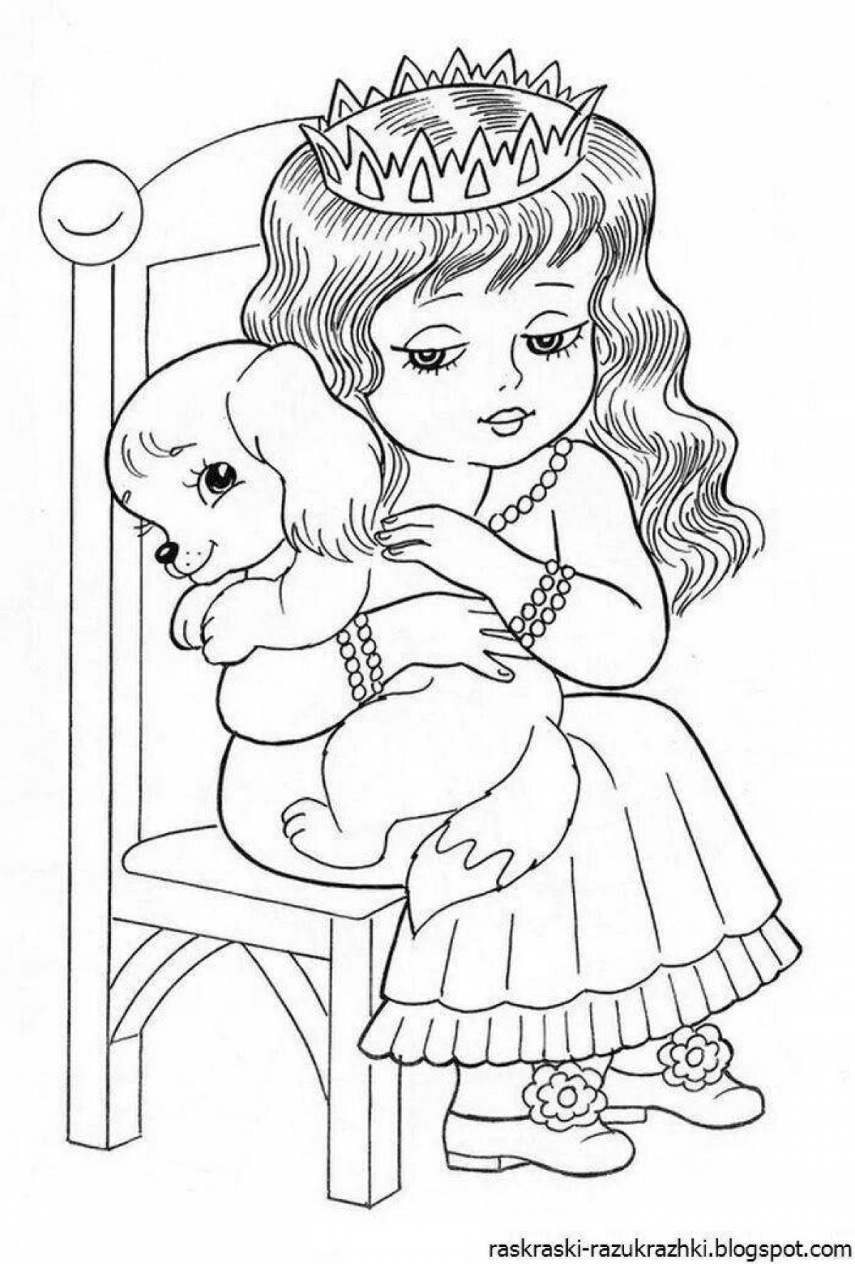 Radiant coloring page princess dolls