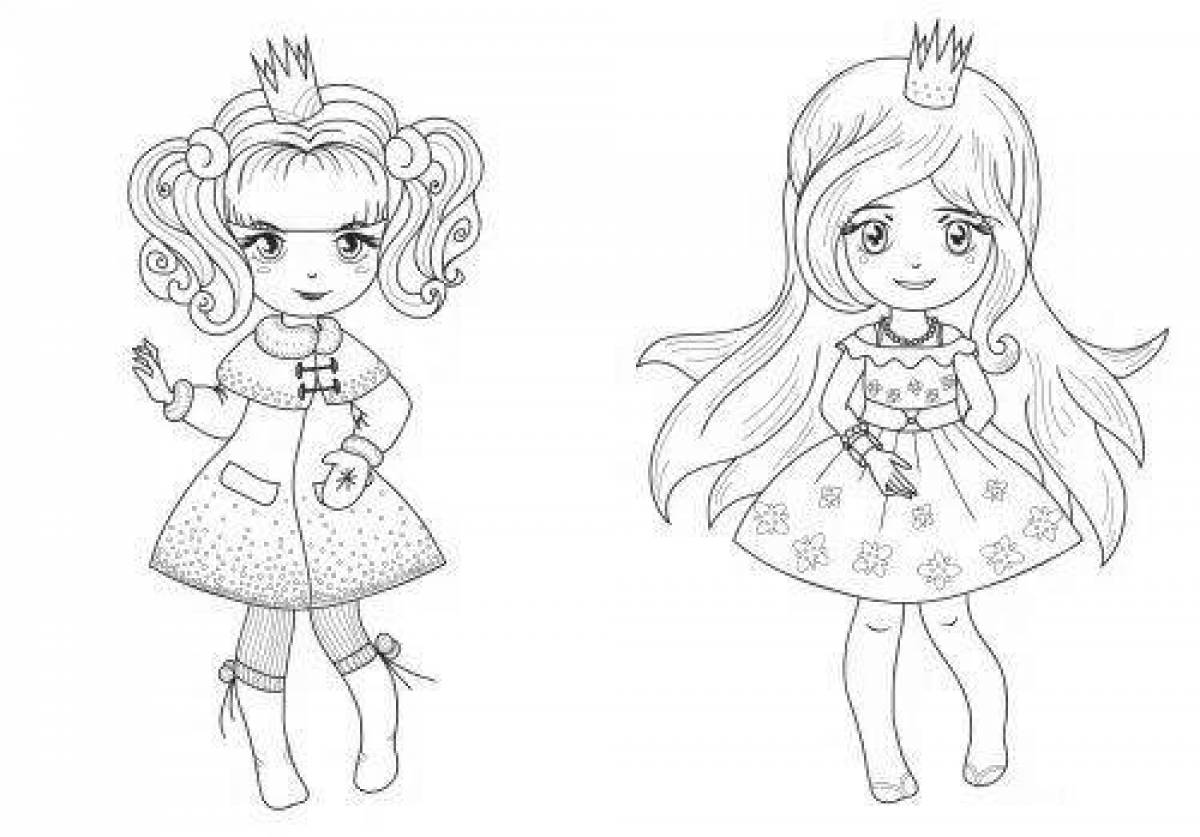 Gorgeous princess doll coloring book