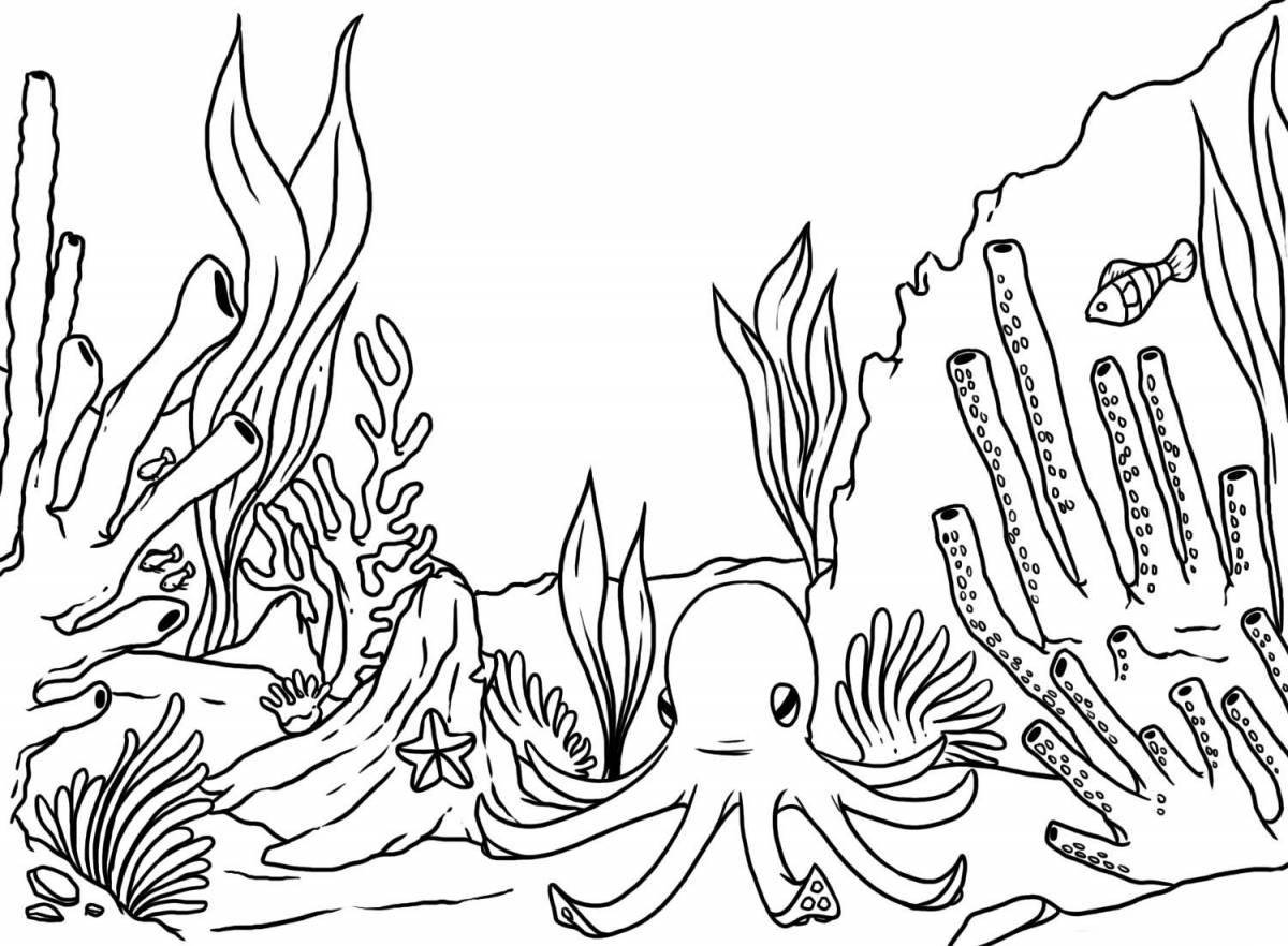 Coloring pages of the serene seabed for kids