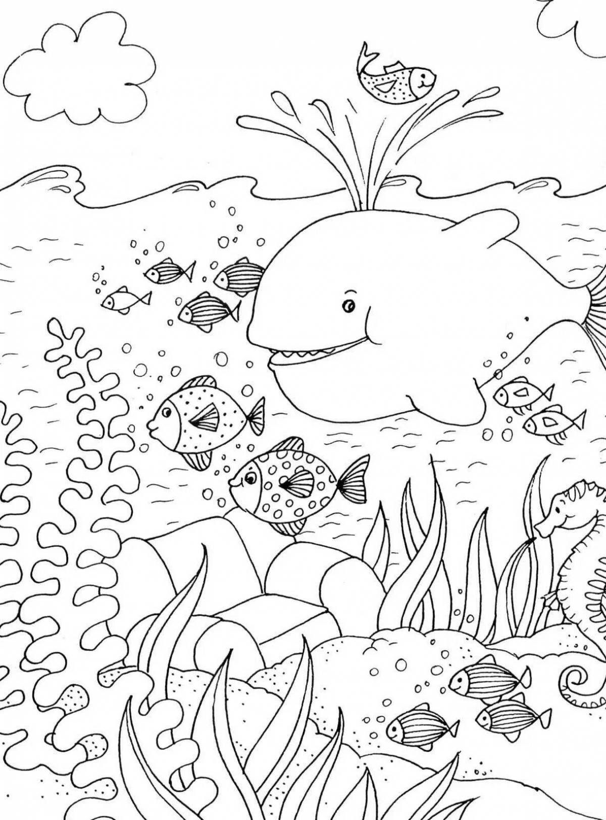 Coloring dreamy seabed for kids