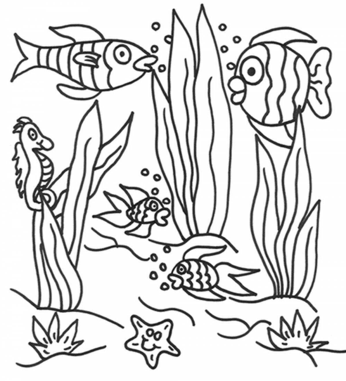 Playful seabed coloring page for kids