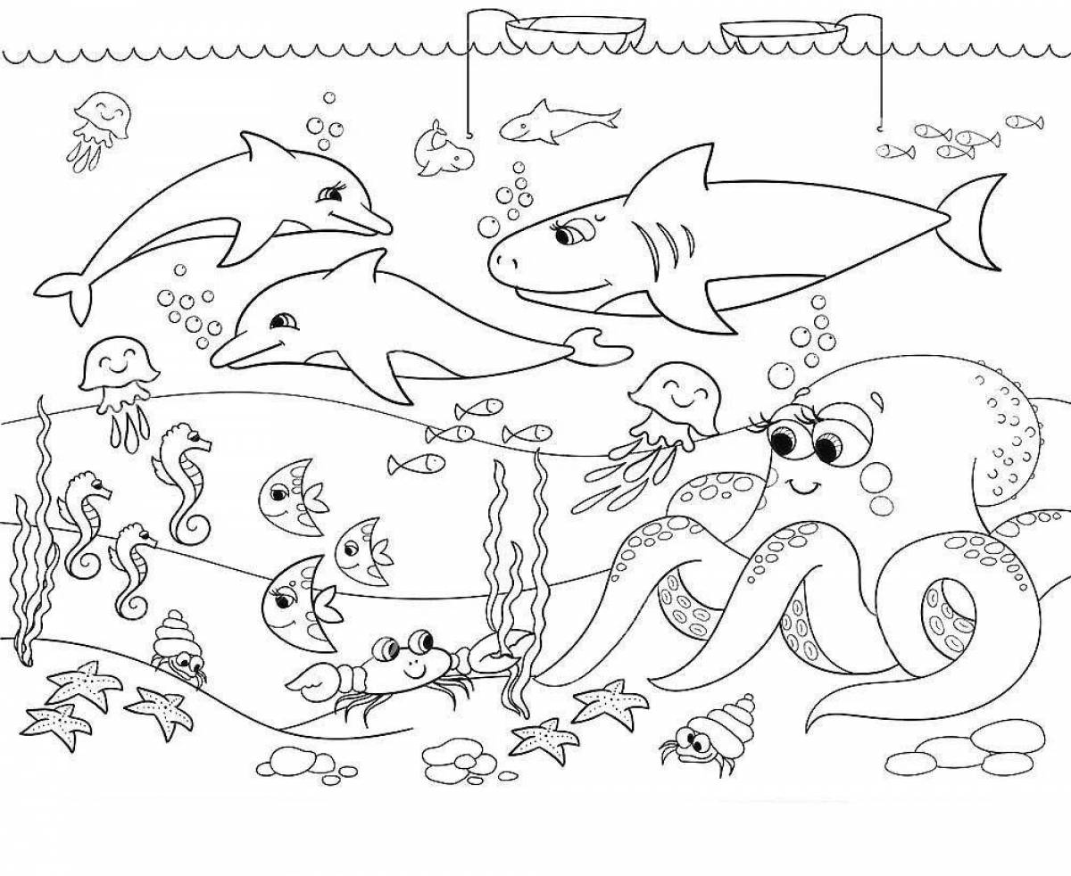 Rough seabed coloring book for kids