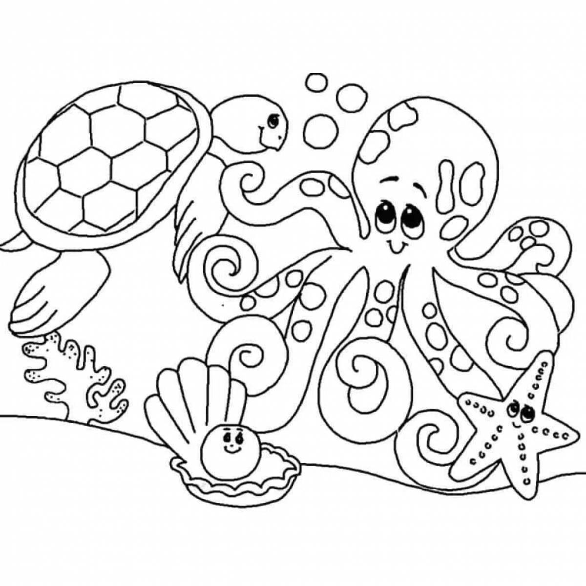 Exciting coloring of the seabed for children