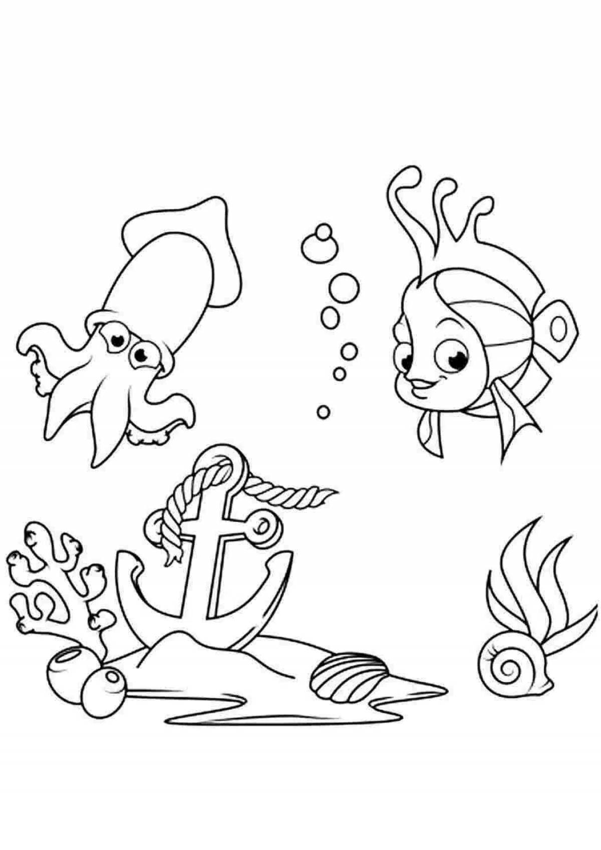 Exciting seabed coloring book for kids