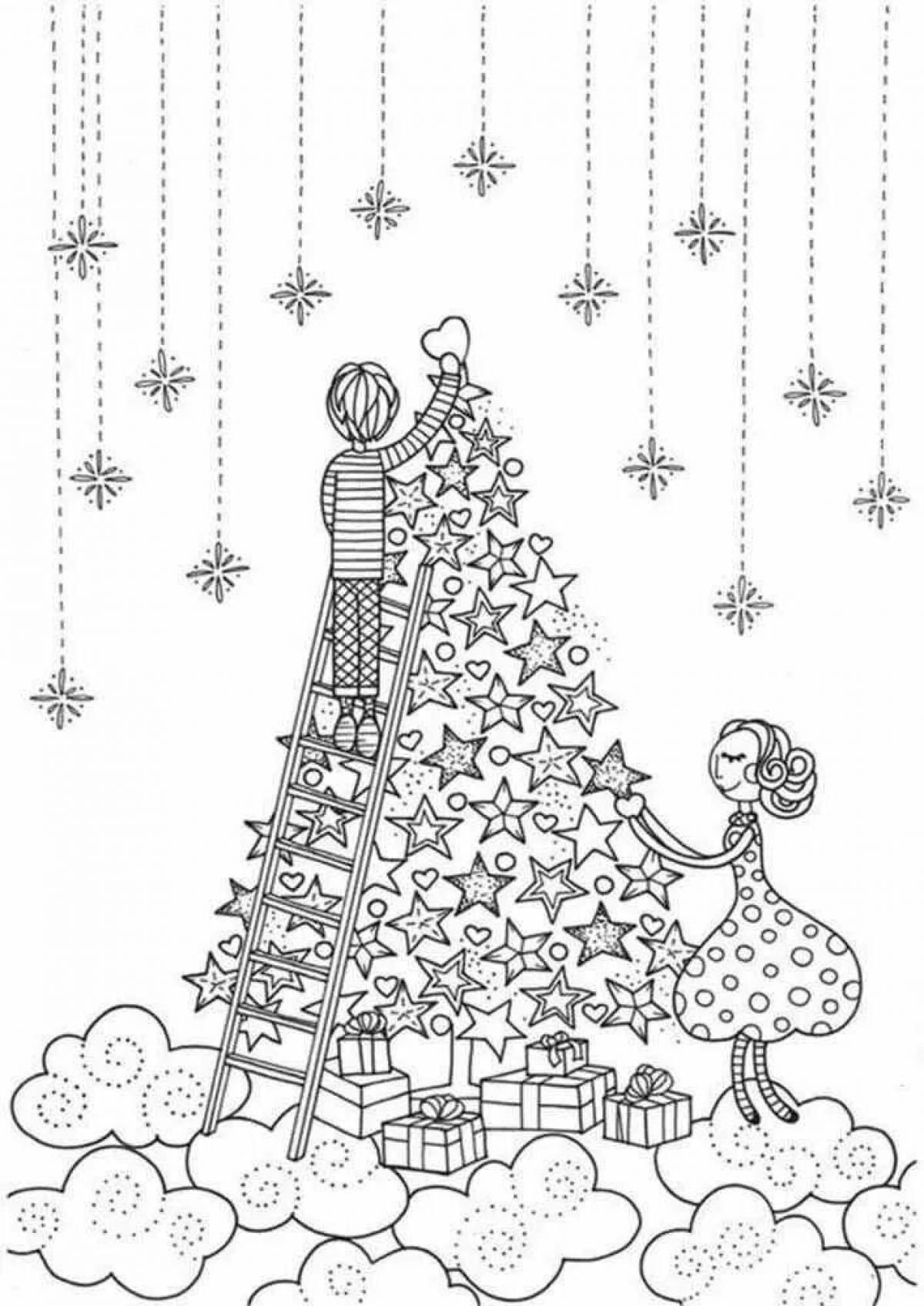 Inviting coloring anti-stress tree