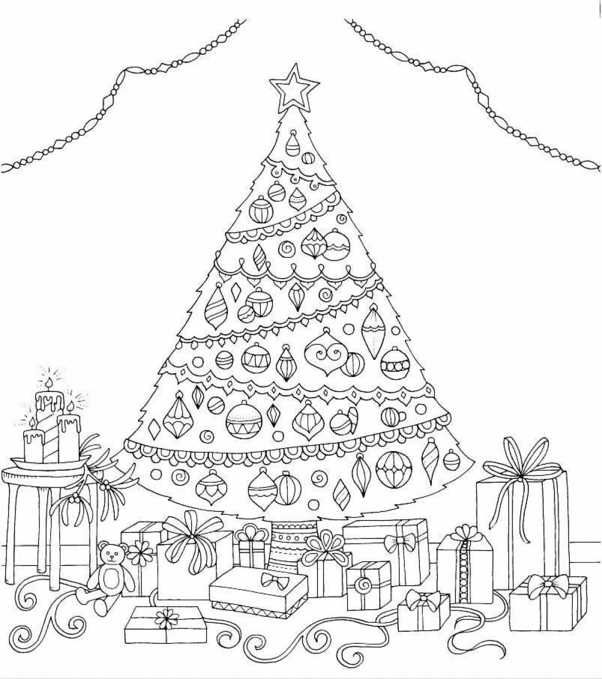 Serene coloring page антистресс дерево